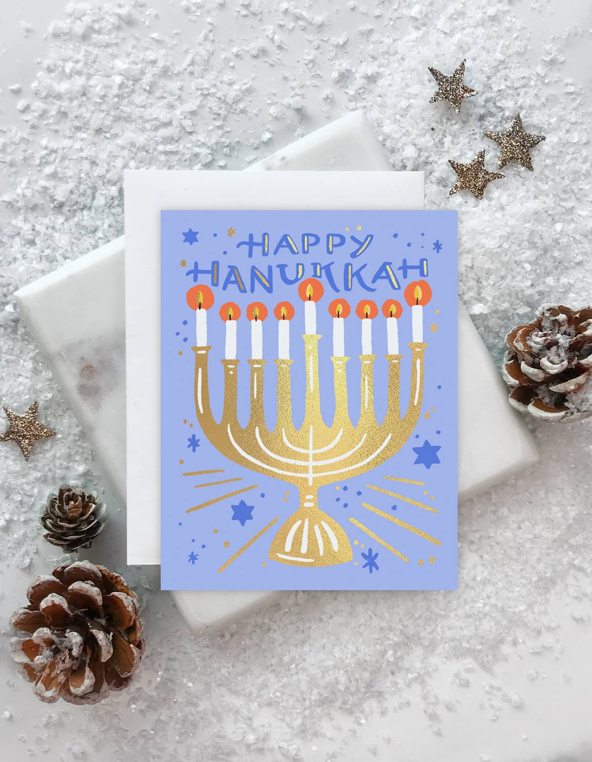 Starry Menorah Holiday Greeting Card