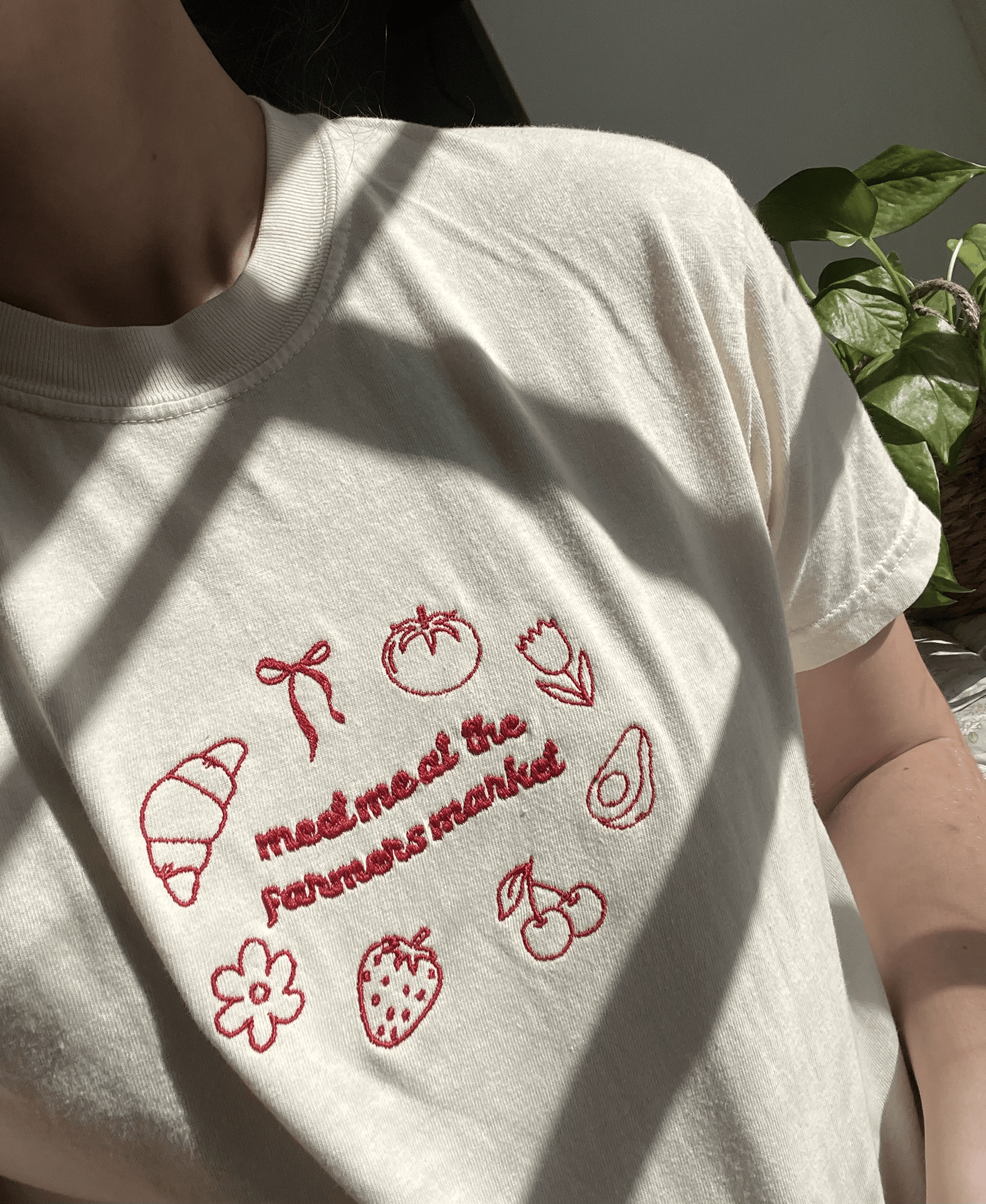 Farmer Market Embroidered Tee, Fruit icons Embroidery tee