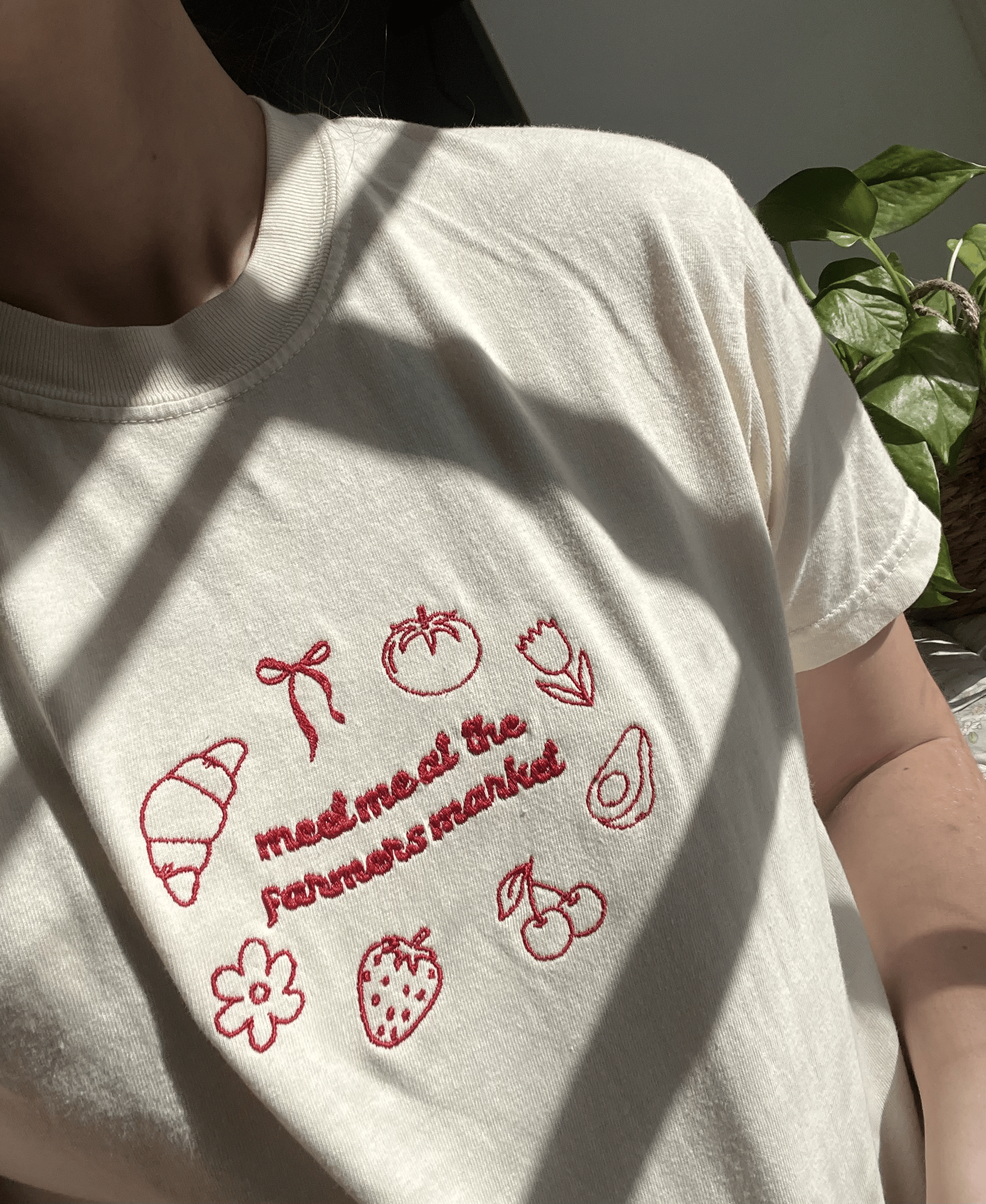 Farmer Market Embroidered Tee, Fruit icons Embroidery tee