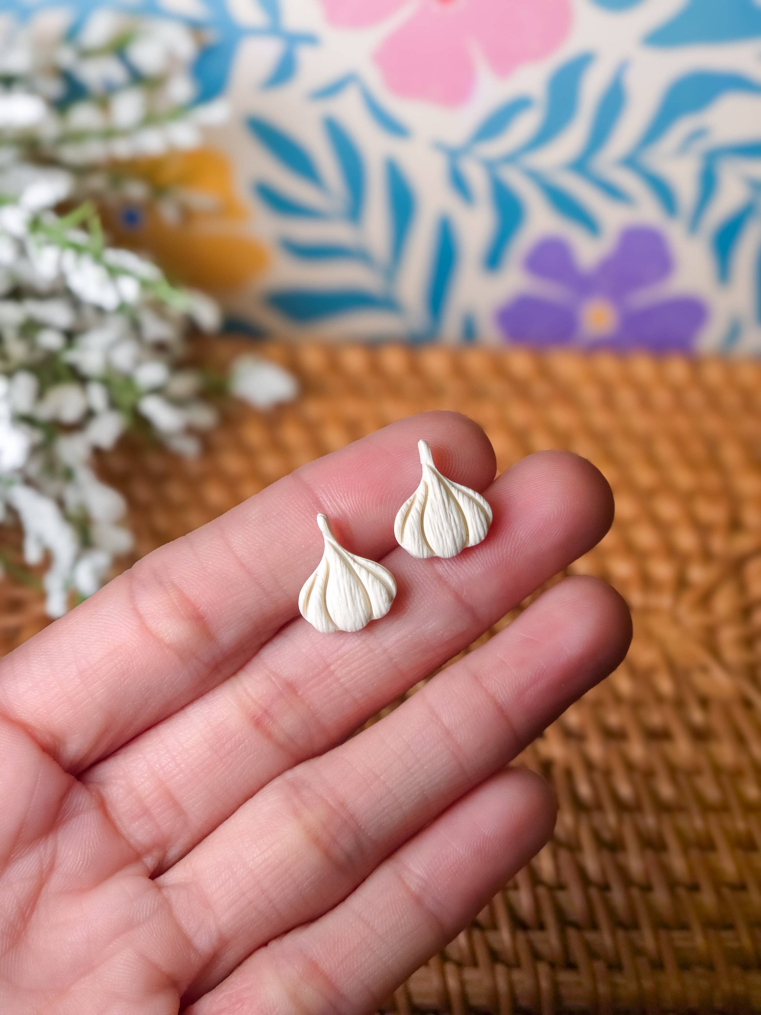 Garlic Stud Earrings | Fruits & Veggies | Polymer Clay