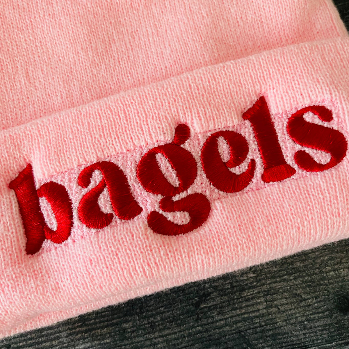 Bagels knit beanie Winter hat Made in America usa foodie