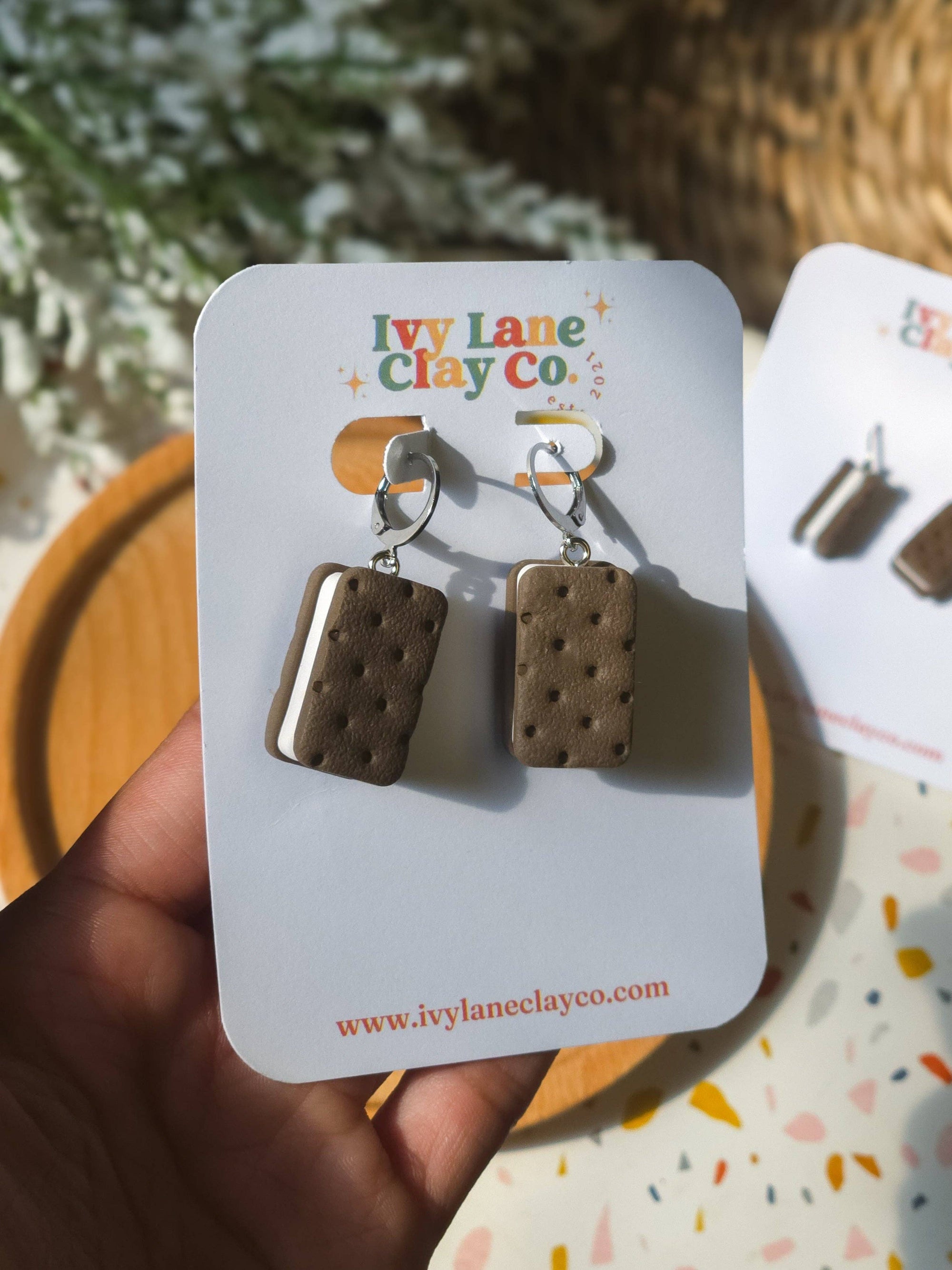 Ice Cream Sandwich | Food | Polymer Clay Earrings
