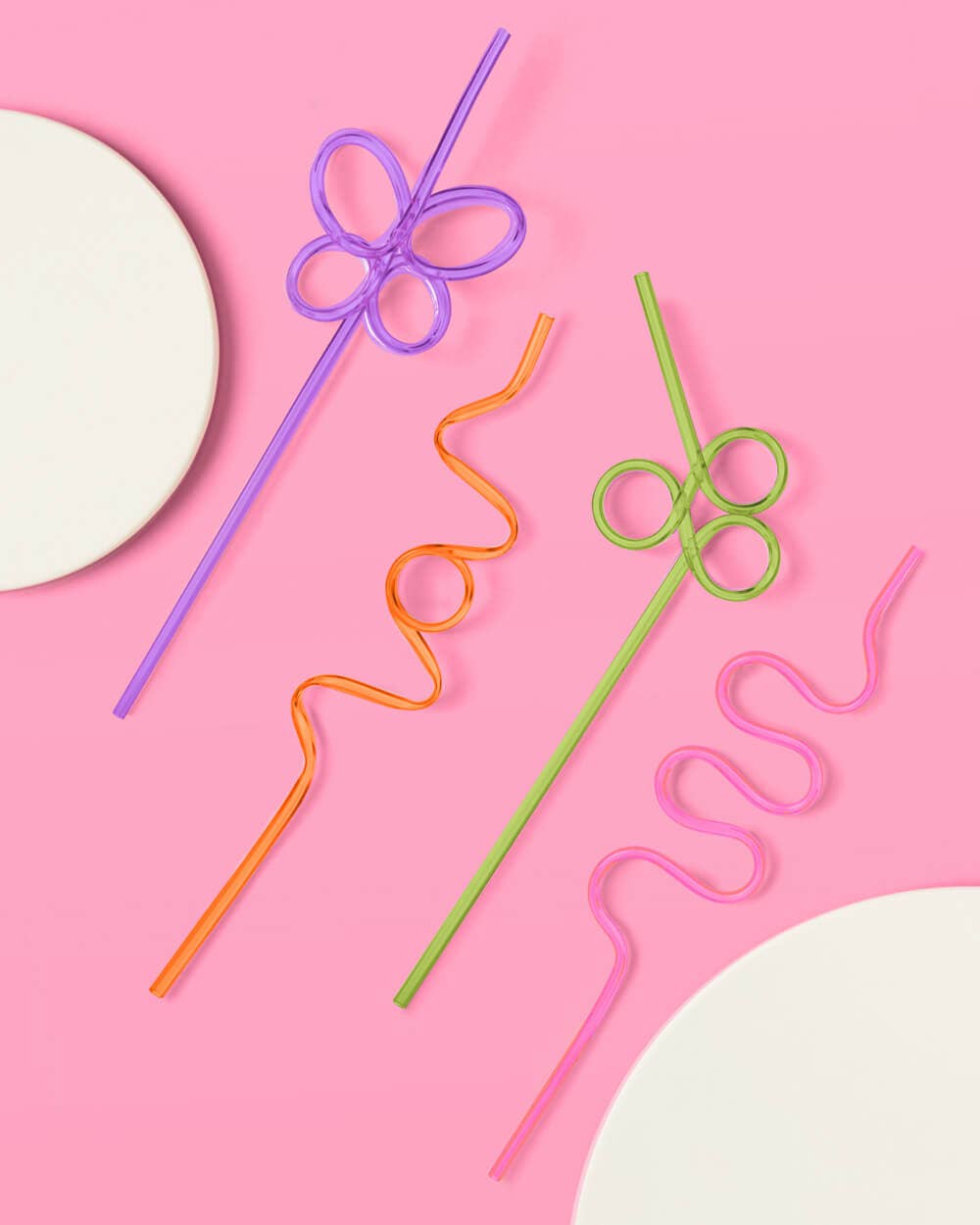 Reusable Rainbow Party Swirly Straws, Groovy Party Decor