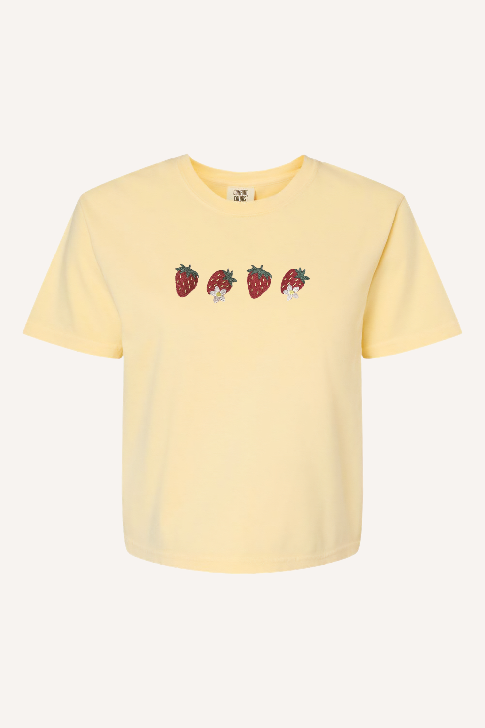 Embroidered Strawberry Tshirt, Spring Floral Strawberry