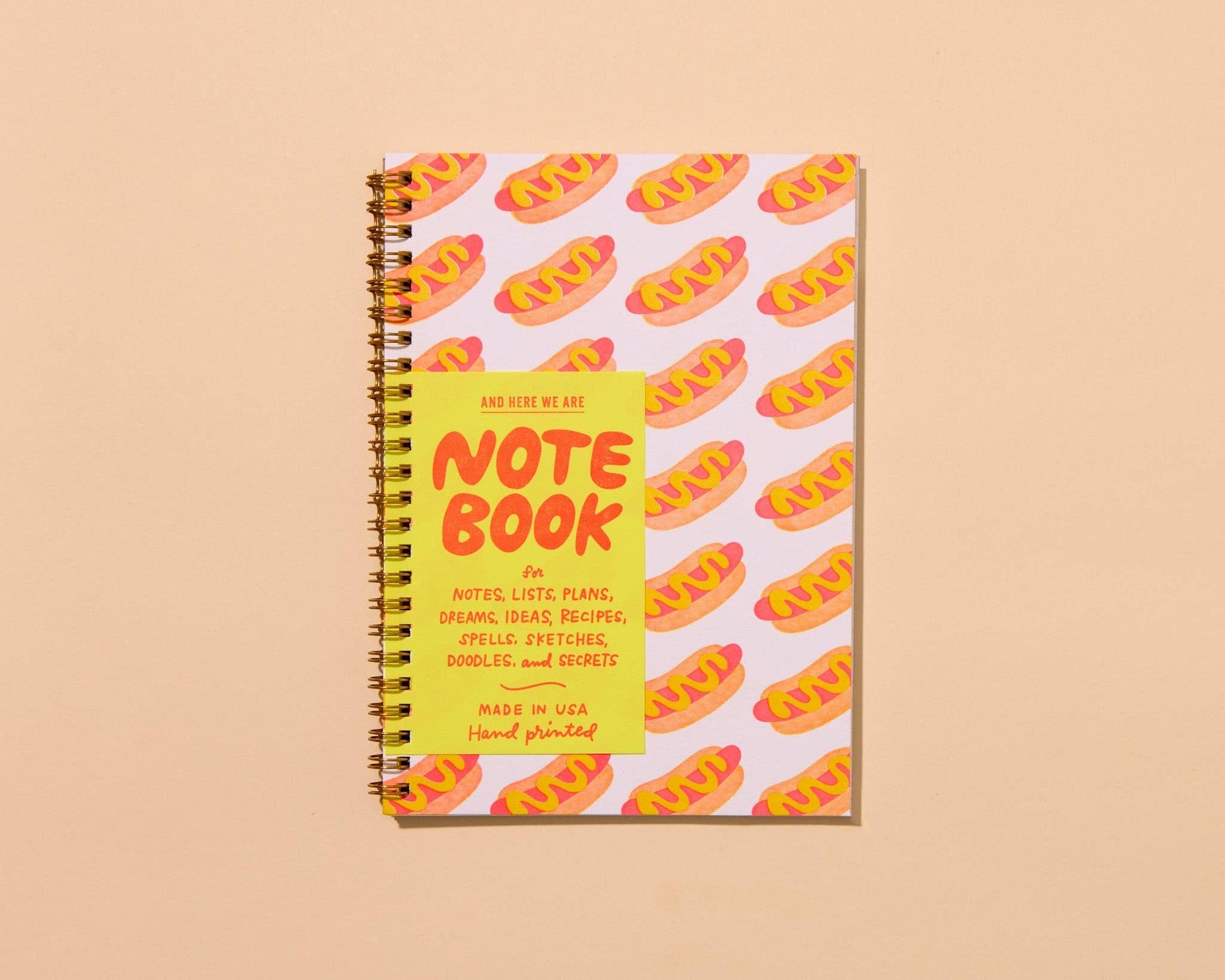 Letterpress A5 Lined Spiral Notebook—Hot Dogs (Summer)