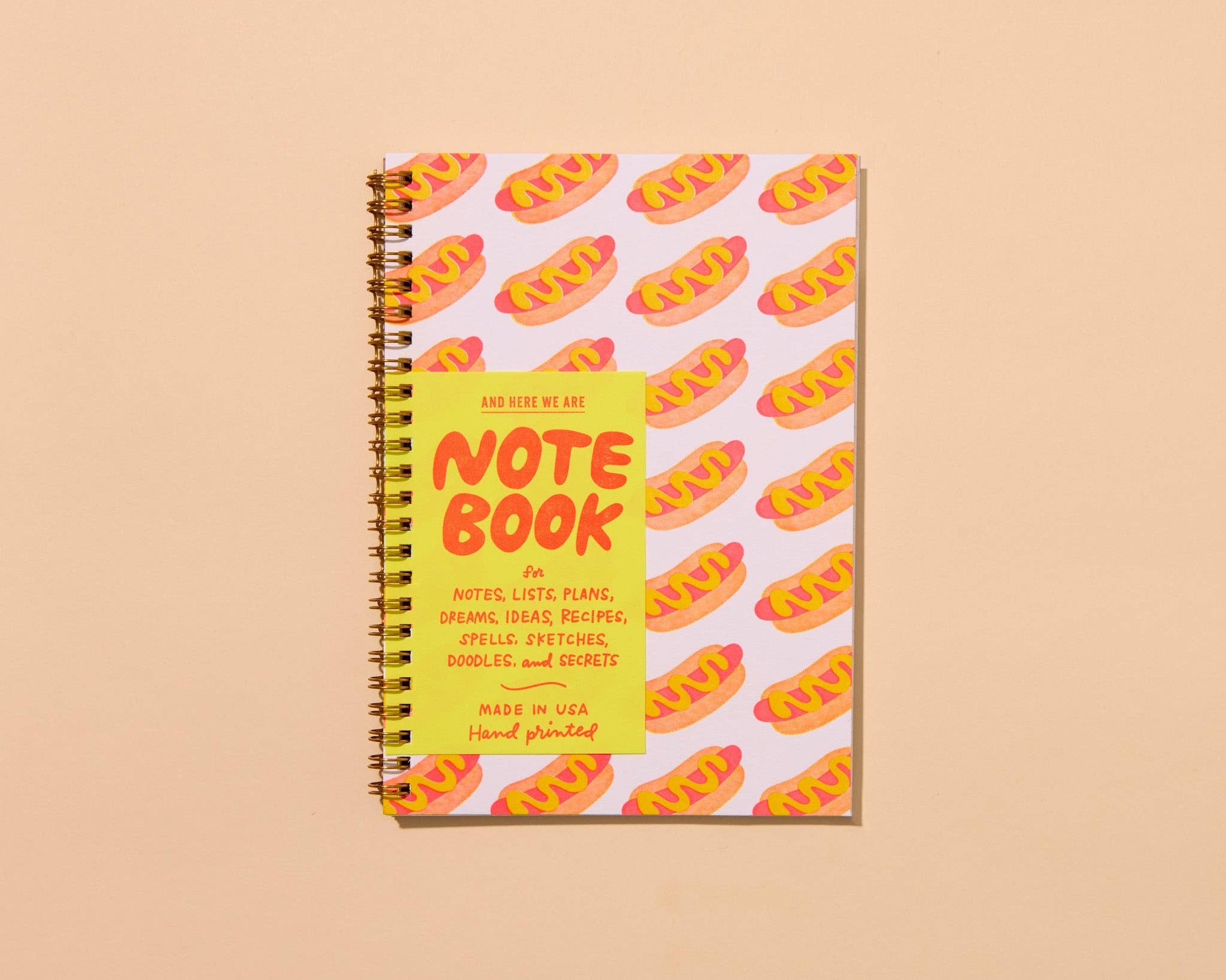 Letterpress A5 Lined Spiral Notebook—Hot Dogs (Summer)