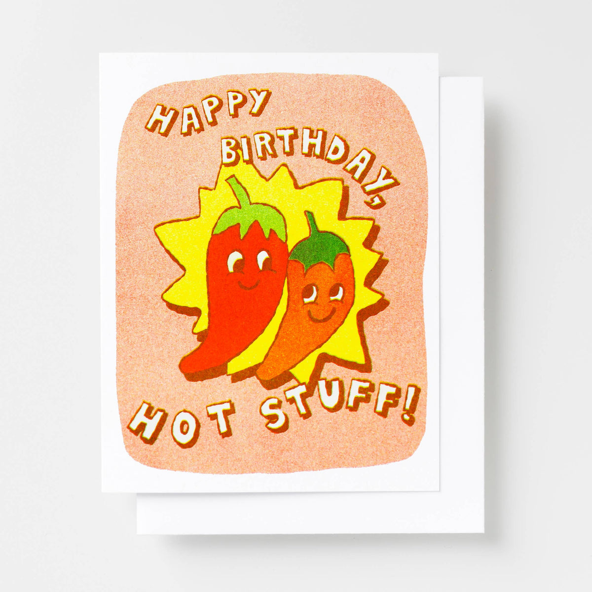 Happy Birthday Hot Stuff Peppers Risograph Greeting Card