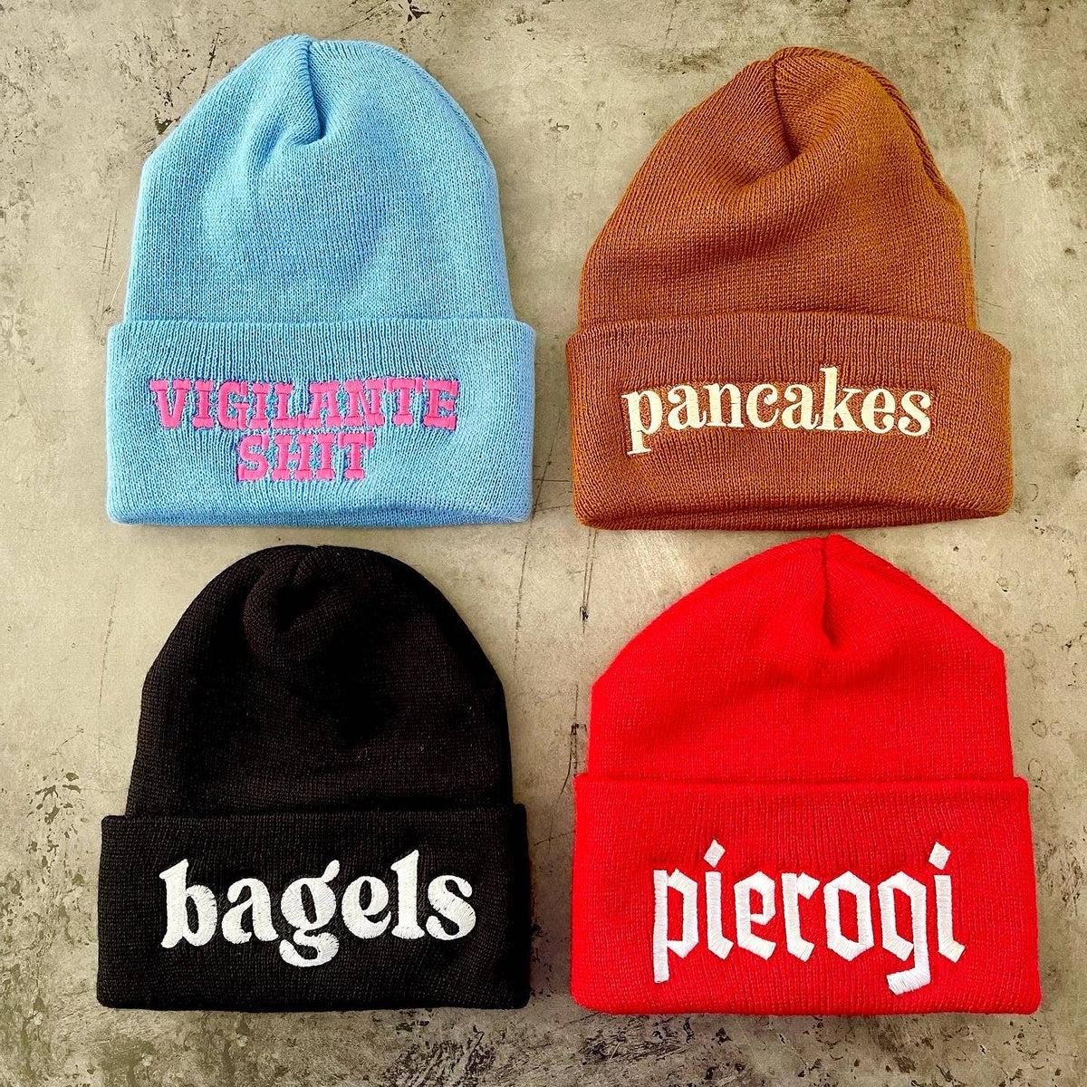 Pancakes knit beanie Winter hat Made in America usa foodie
