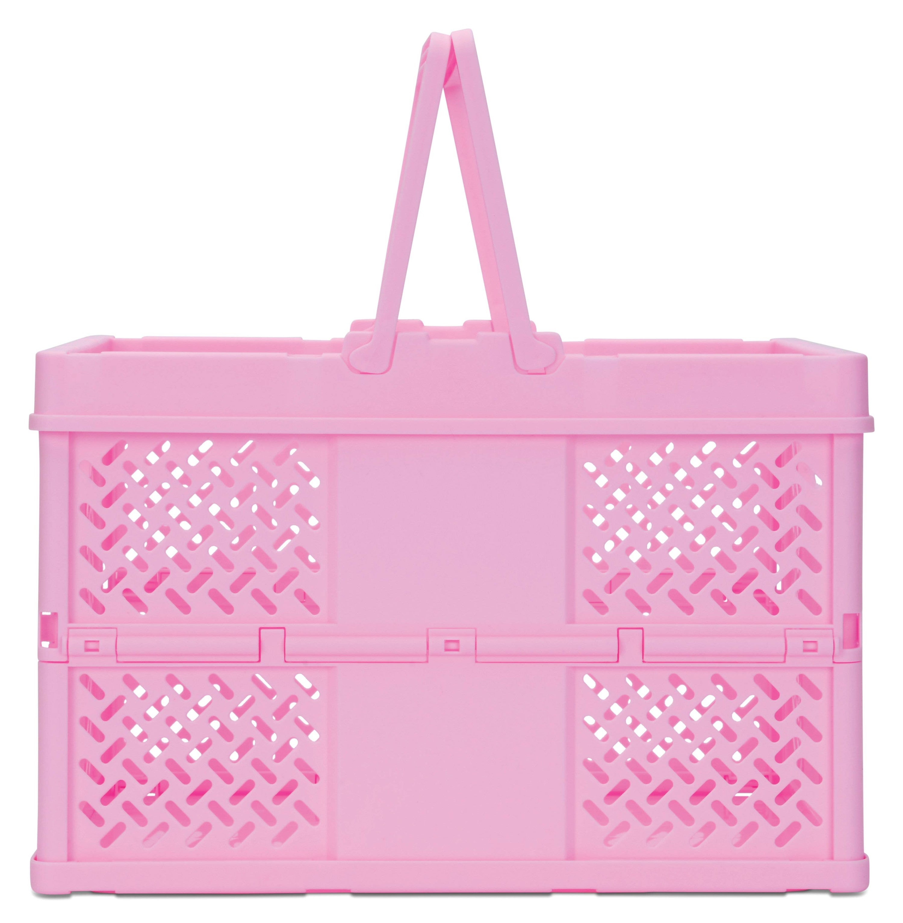 Pink Collapsible Storage Basket Crate