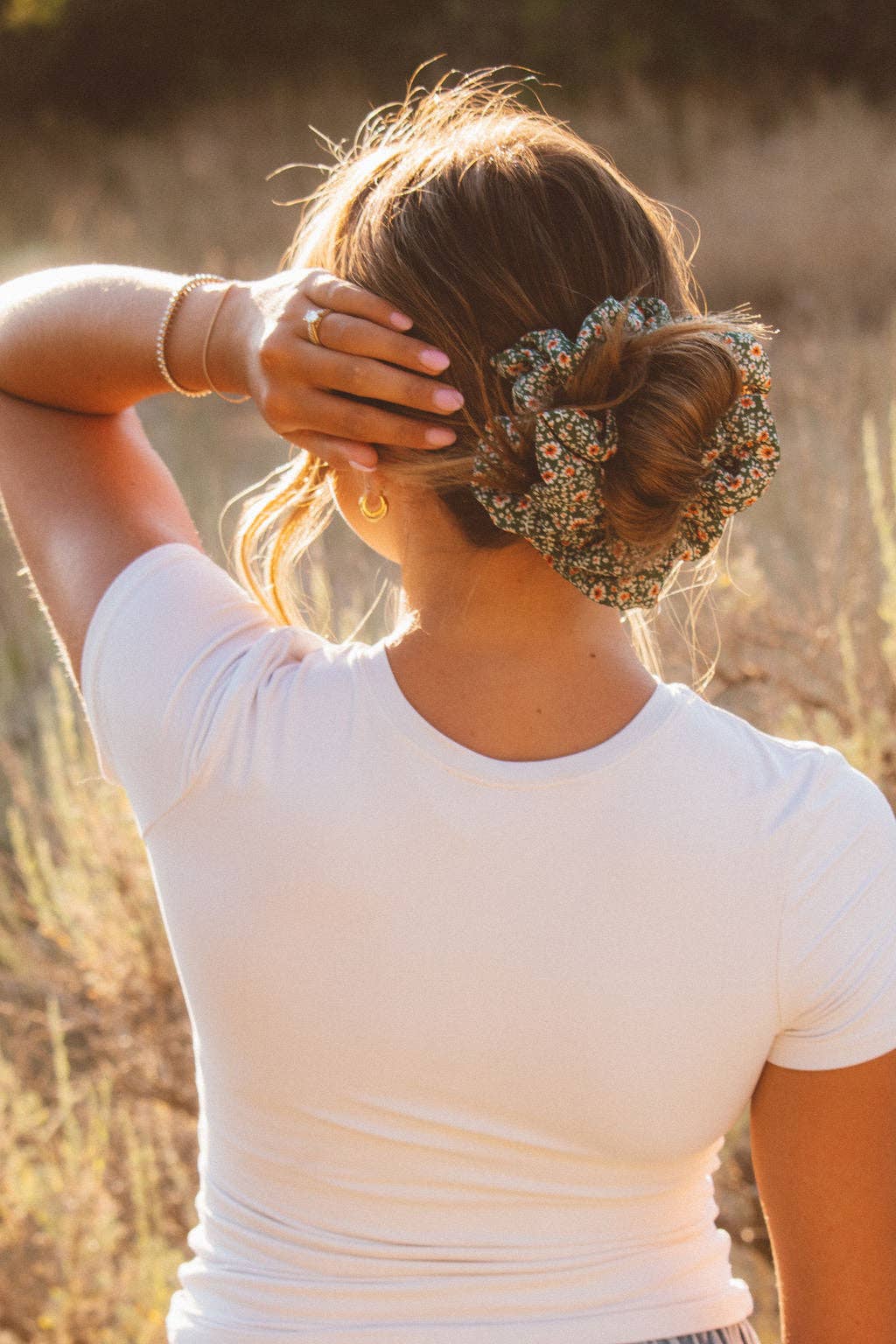 Green Floral Jumbo Scrunchie