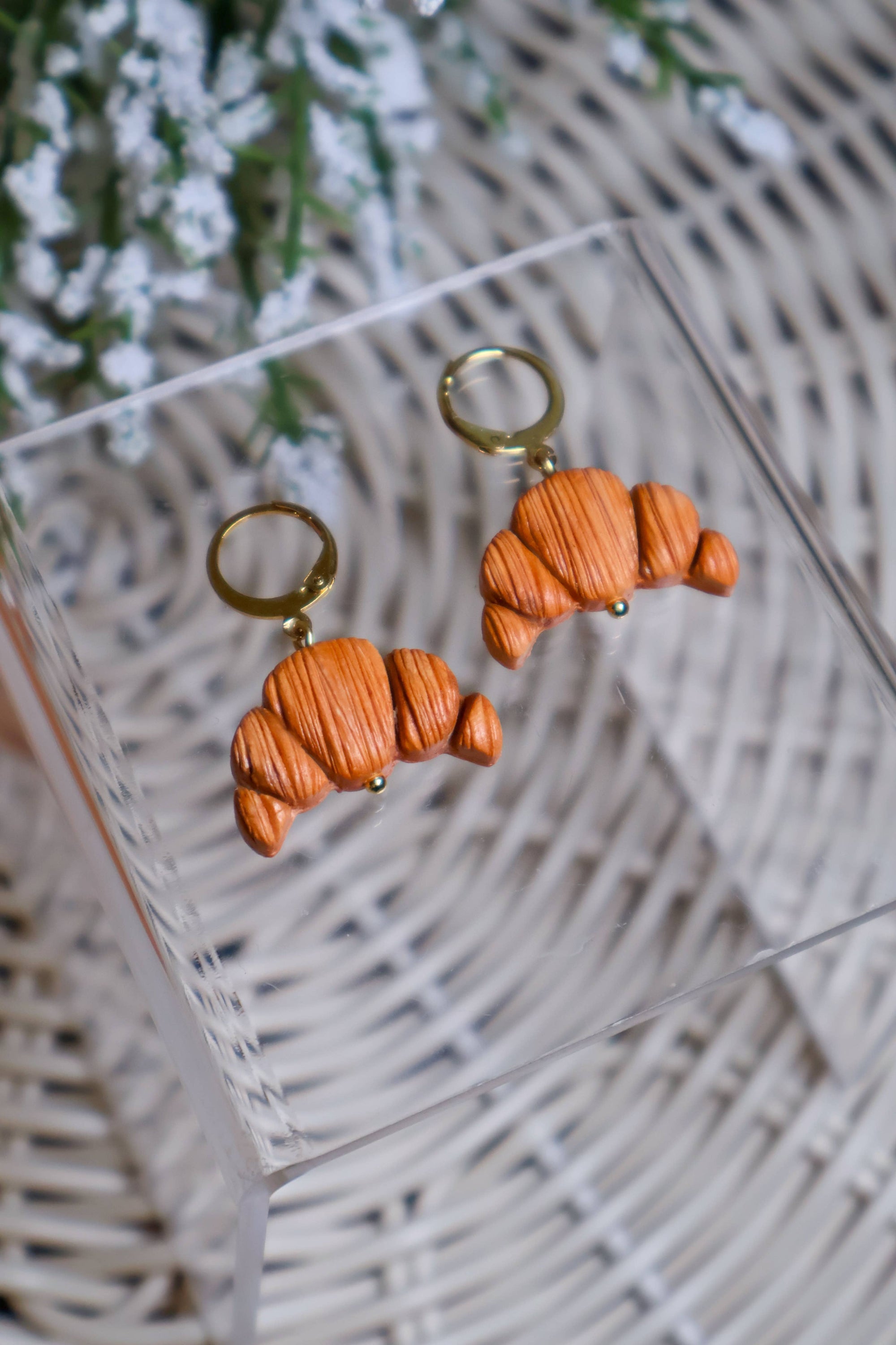 Croissant Huggies | Bakery | Food | Polymer Clay Earrings