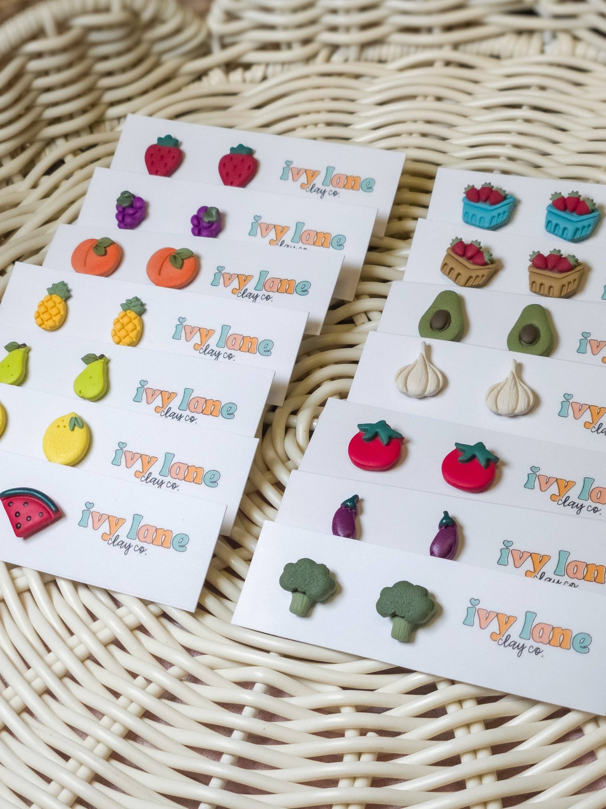 Garlic Stud Earrings | Fruits & Veggies | Polymer Clay