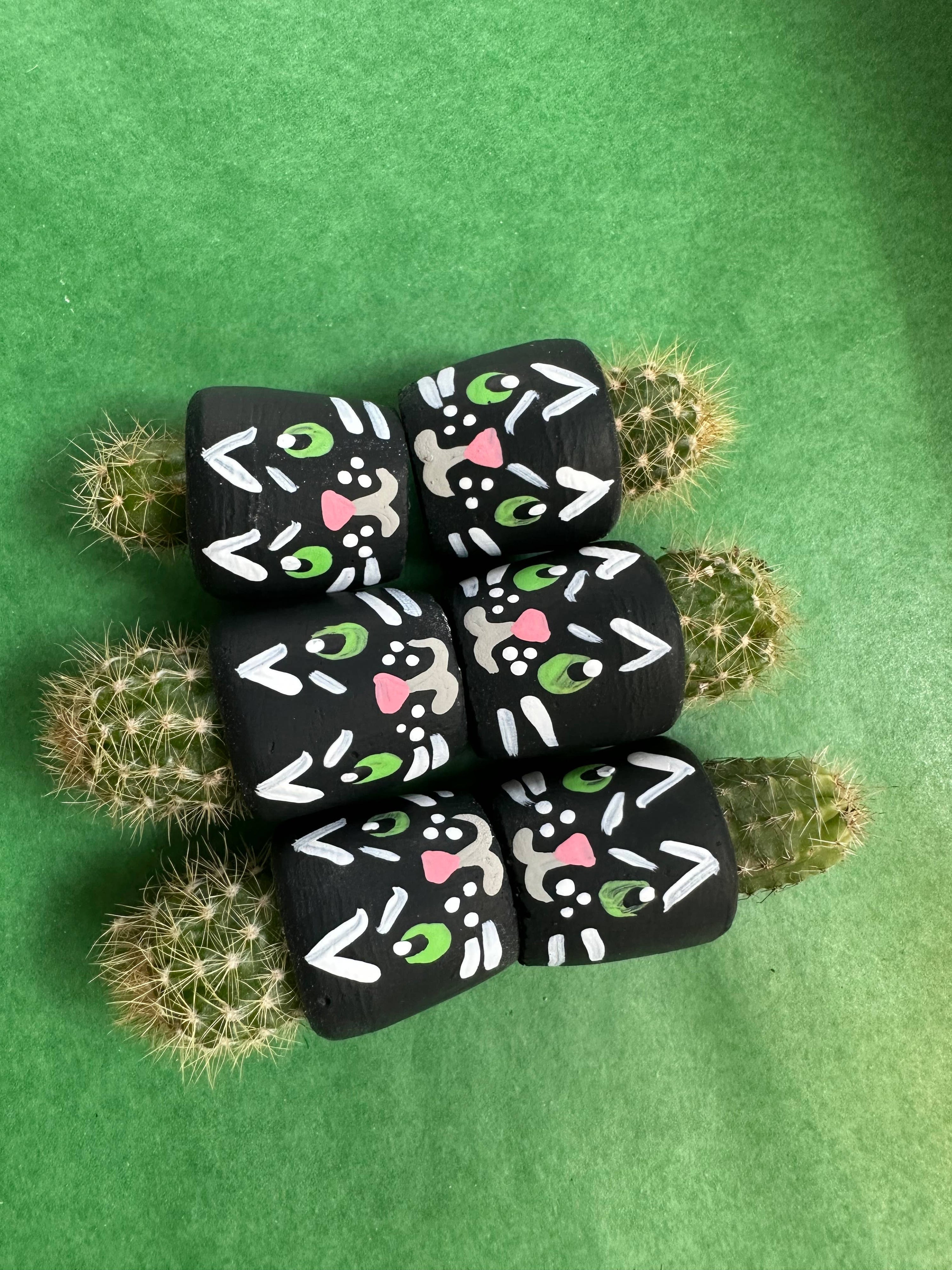 Black Cat Mini Planter with Cactus