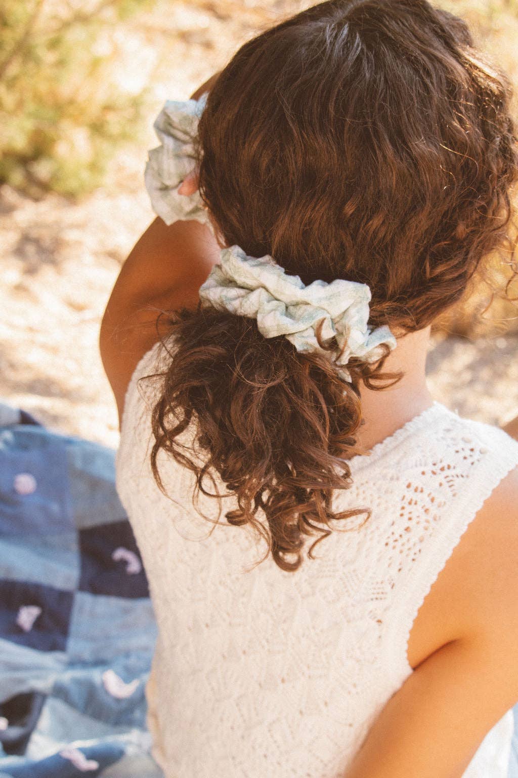 Sage Gingham Jumbo Scrunchie