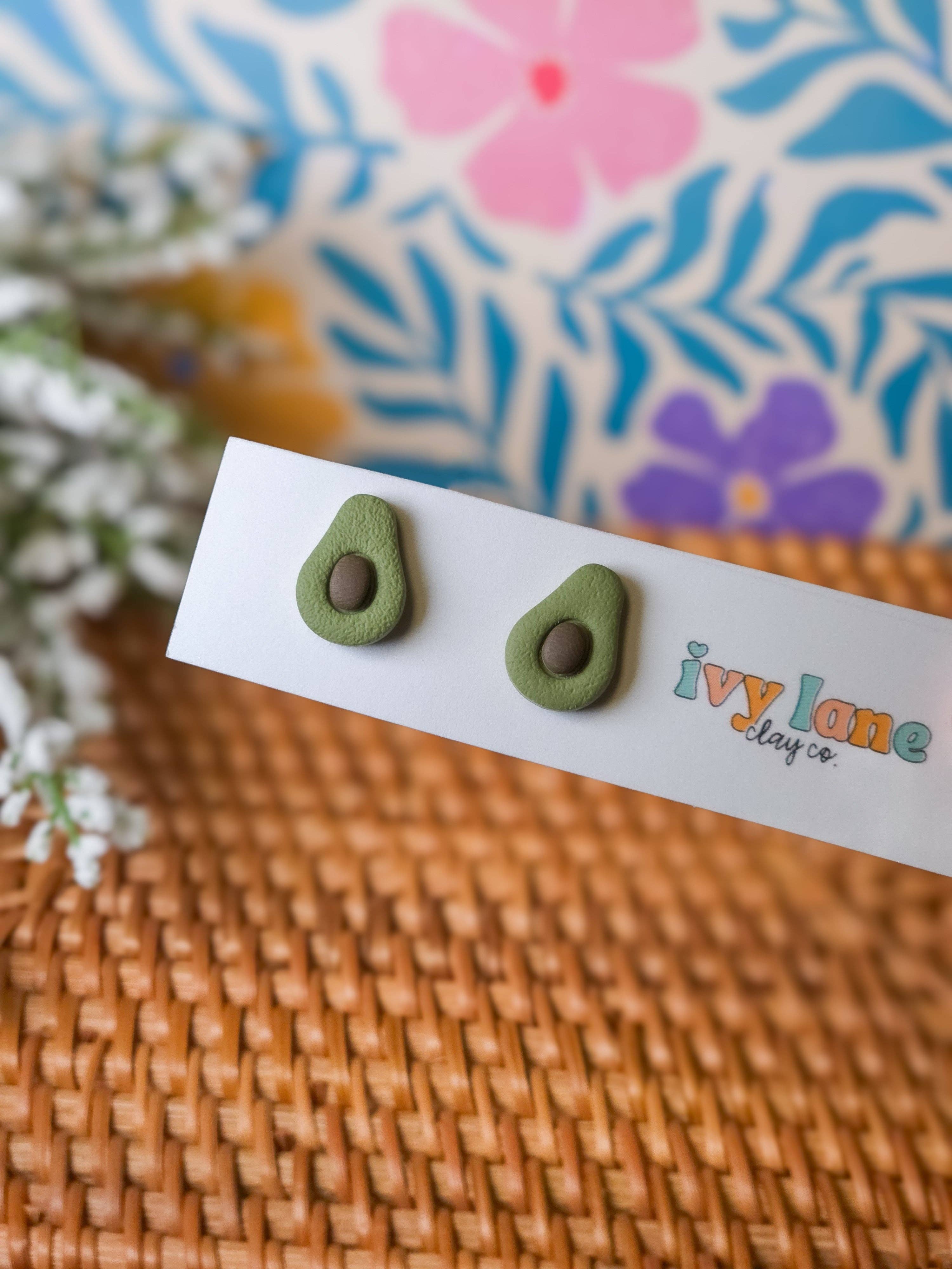 Avocado Stud Earrings | Fruits & Veggies | Polymer Clay