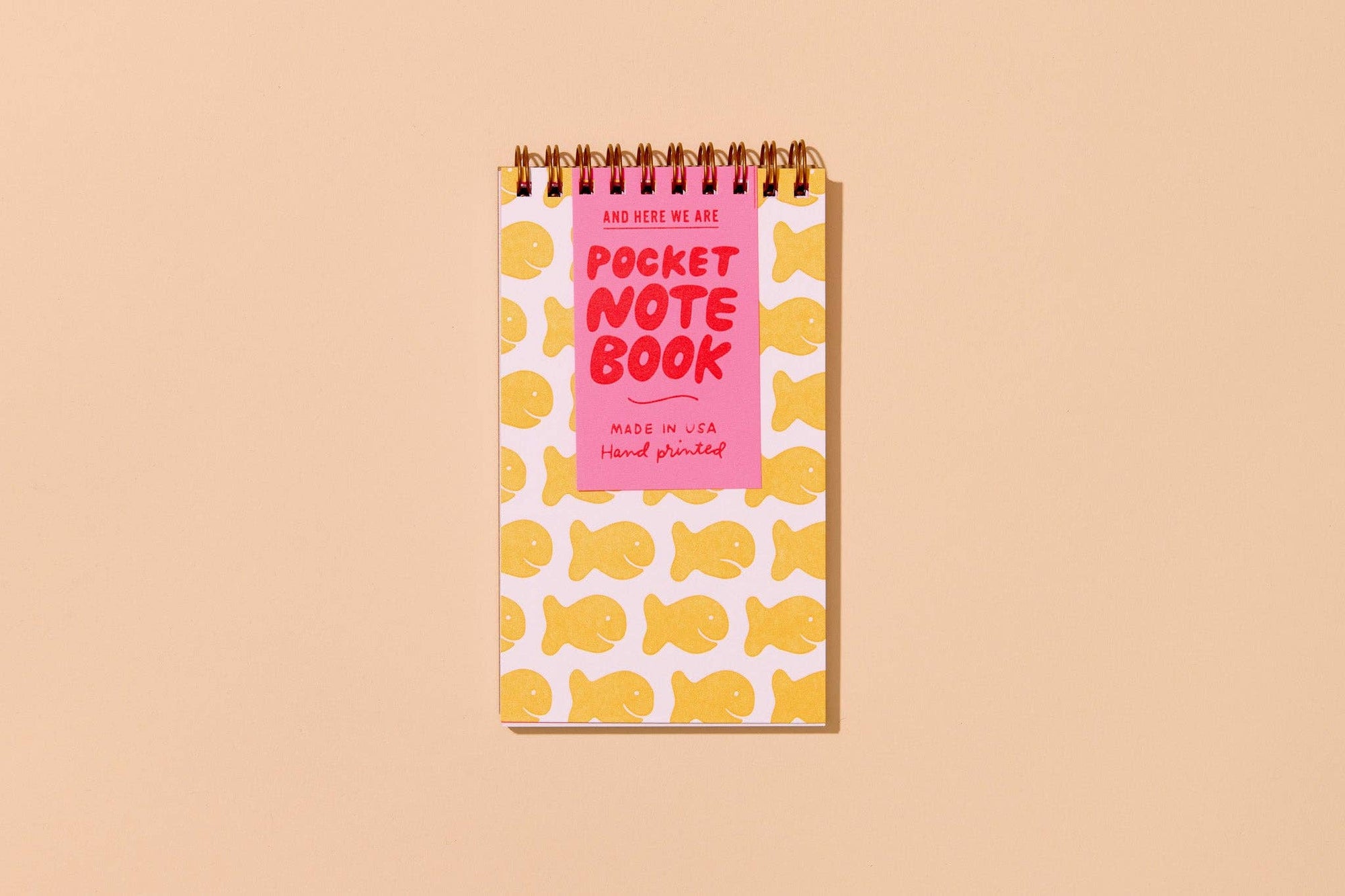 Letterpress Small Spiral Notebook—Goldfish Cracker (Cute Kid