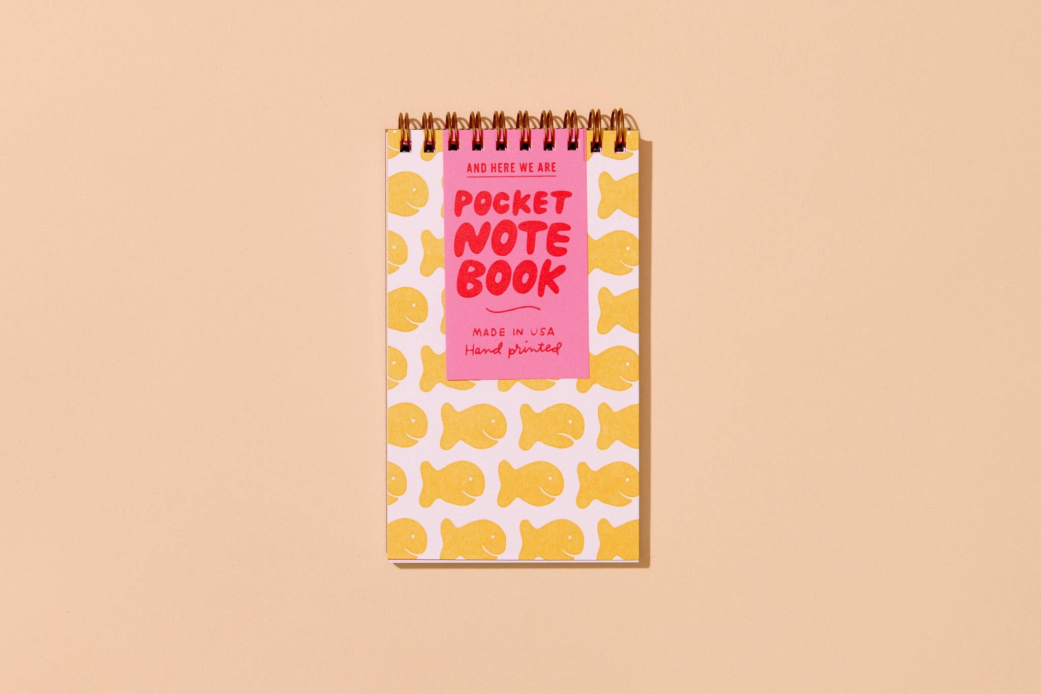 Letterpress Small Spiral Notebook—Goldfish Cracker (Cute Kid