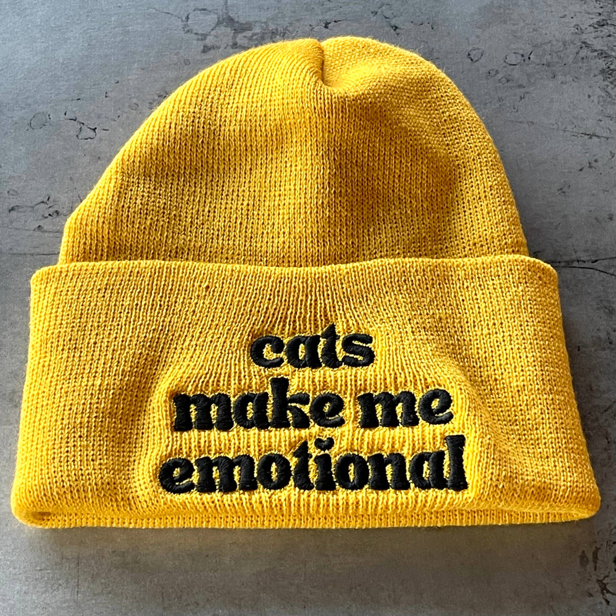 Cats make me emotional knit beanie hat Made in America
