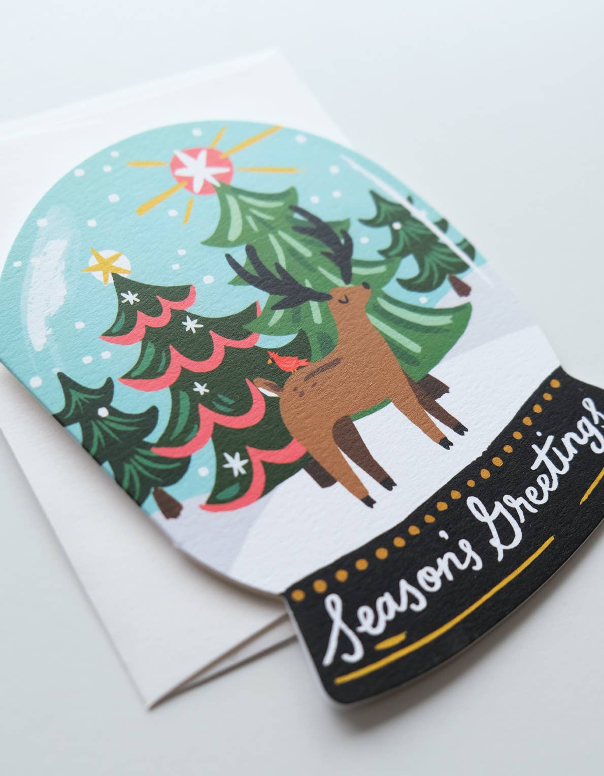 Snow Globe Die Cut Holiday Greeting Card