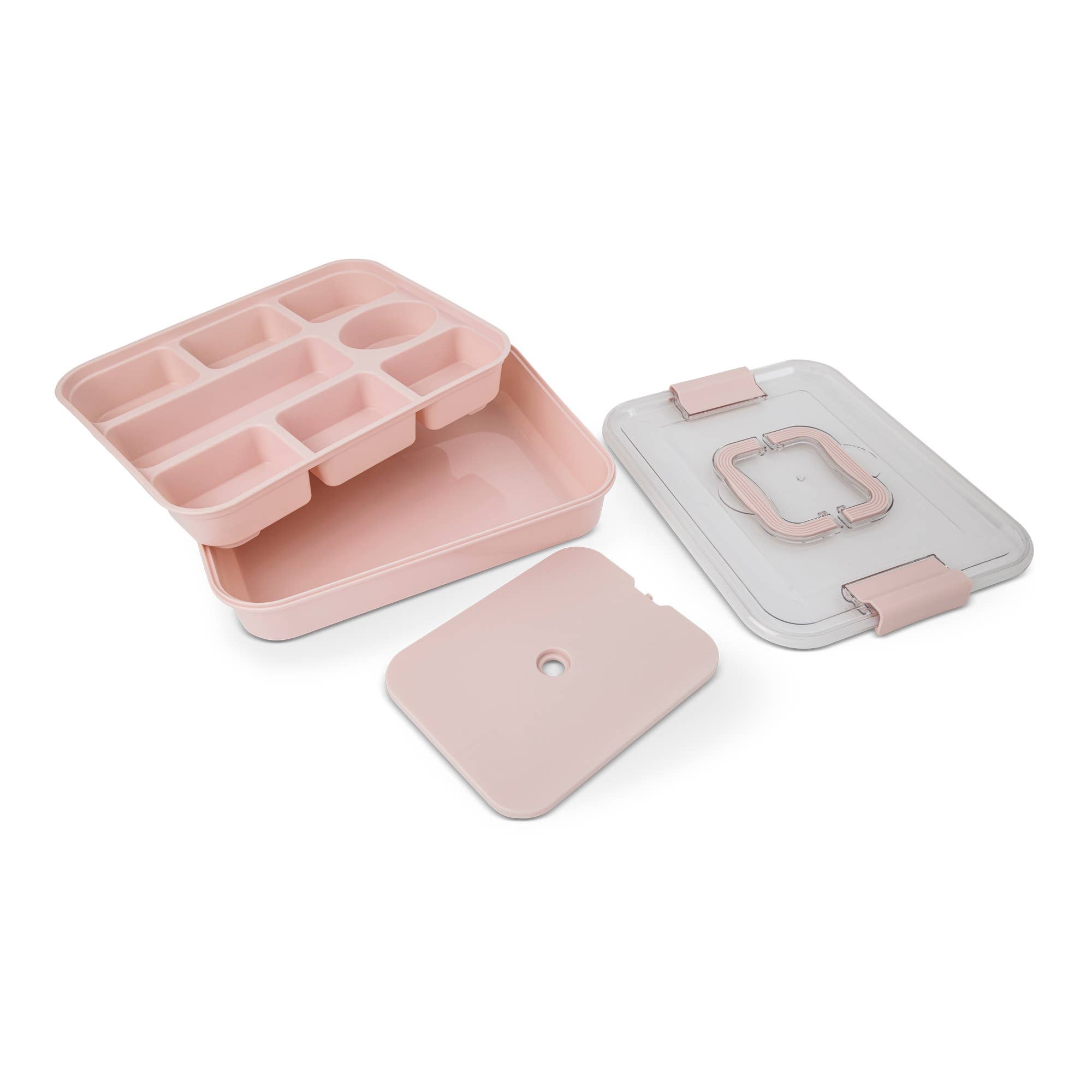 9 Section Snackle w/ Ice Pack & Handle Clip Lid - Pink Salt