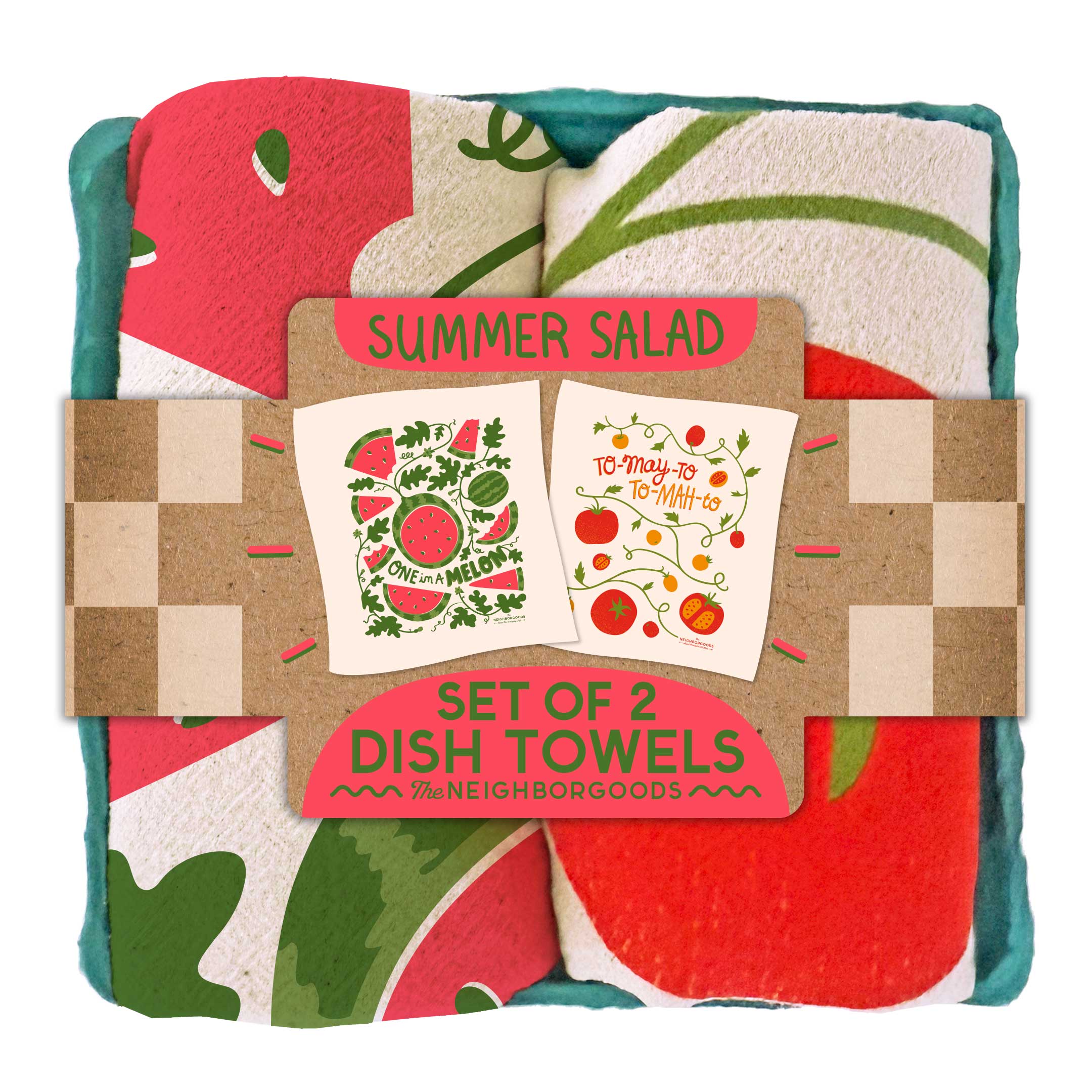 SUMMER SALAD (Watermelon, Tomato) - Tea Towel Set of 2