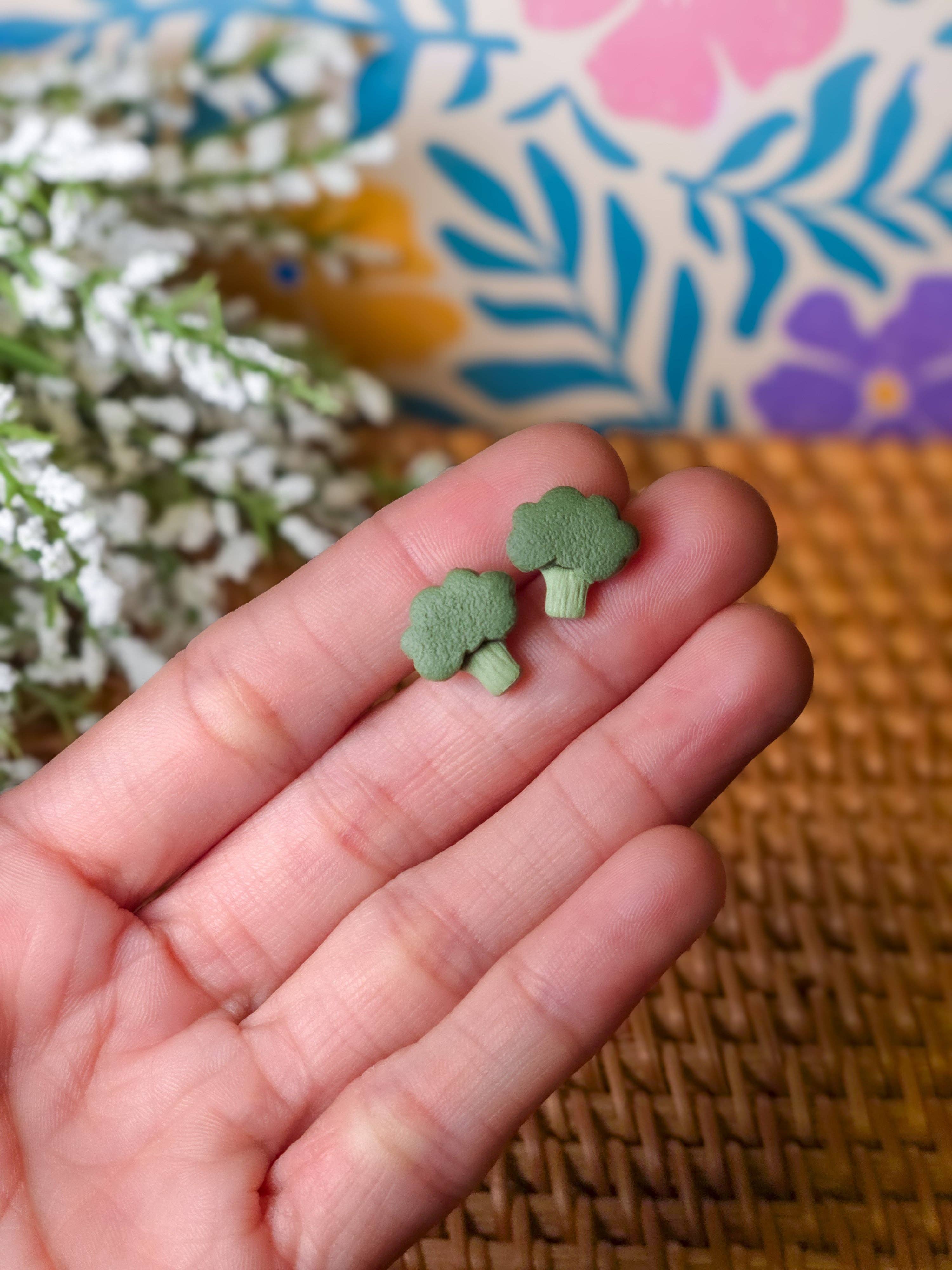 Broccoli Stud Earrings | Fruits & Veggies | Polymer Clay
