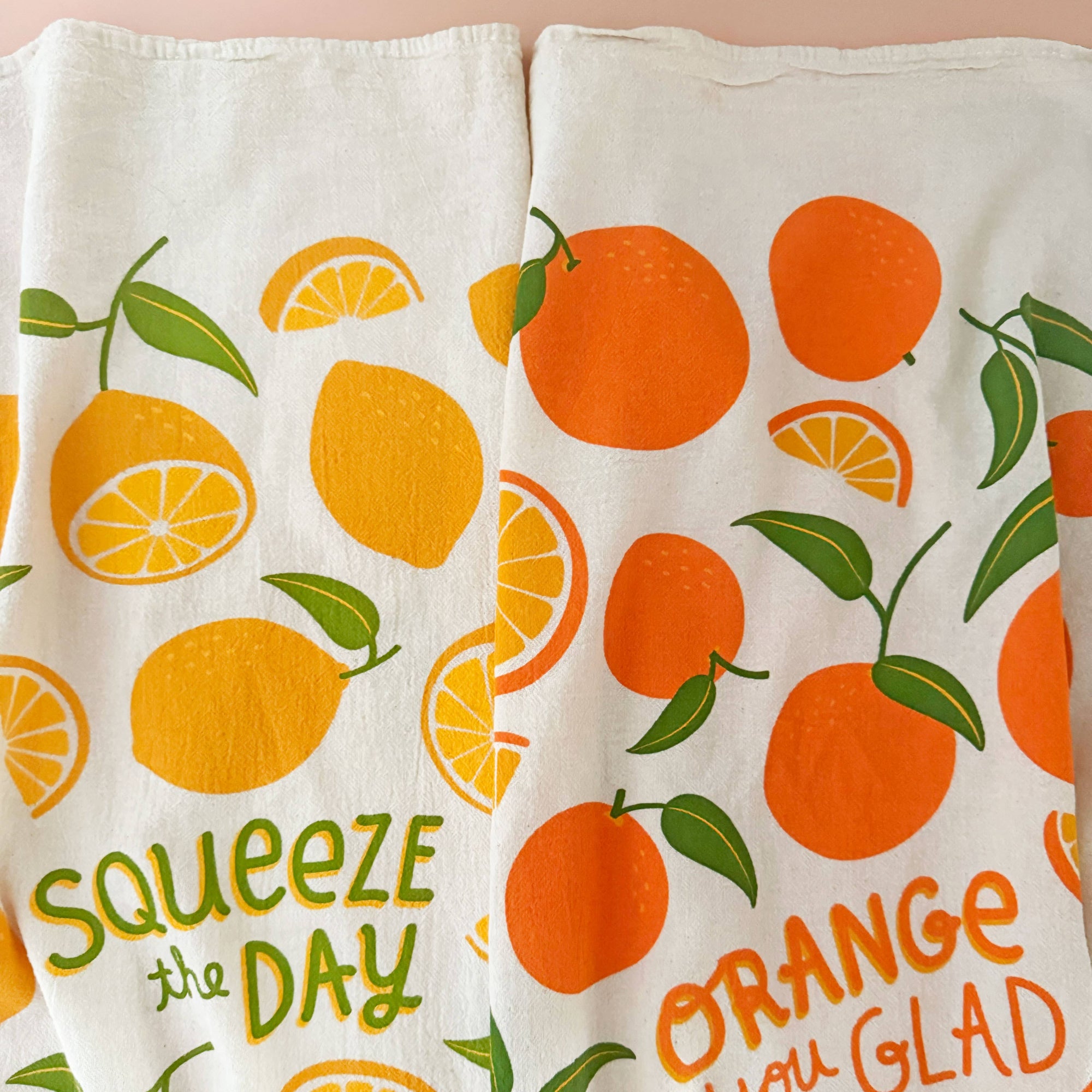 FRESH SQUEEZED (Orange, Lemon) - Tea Towel Set of 2