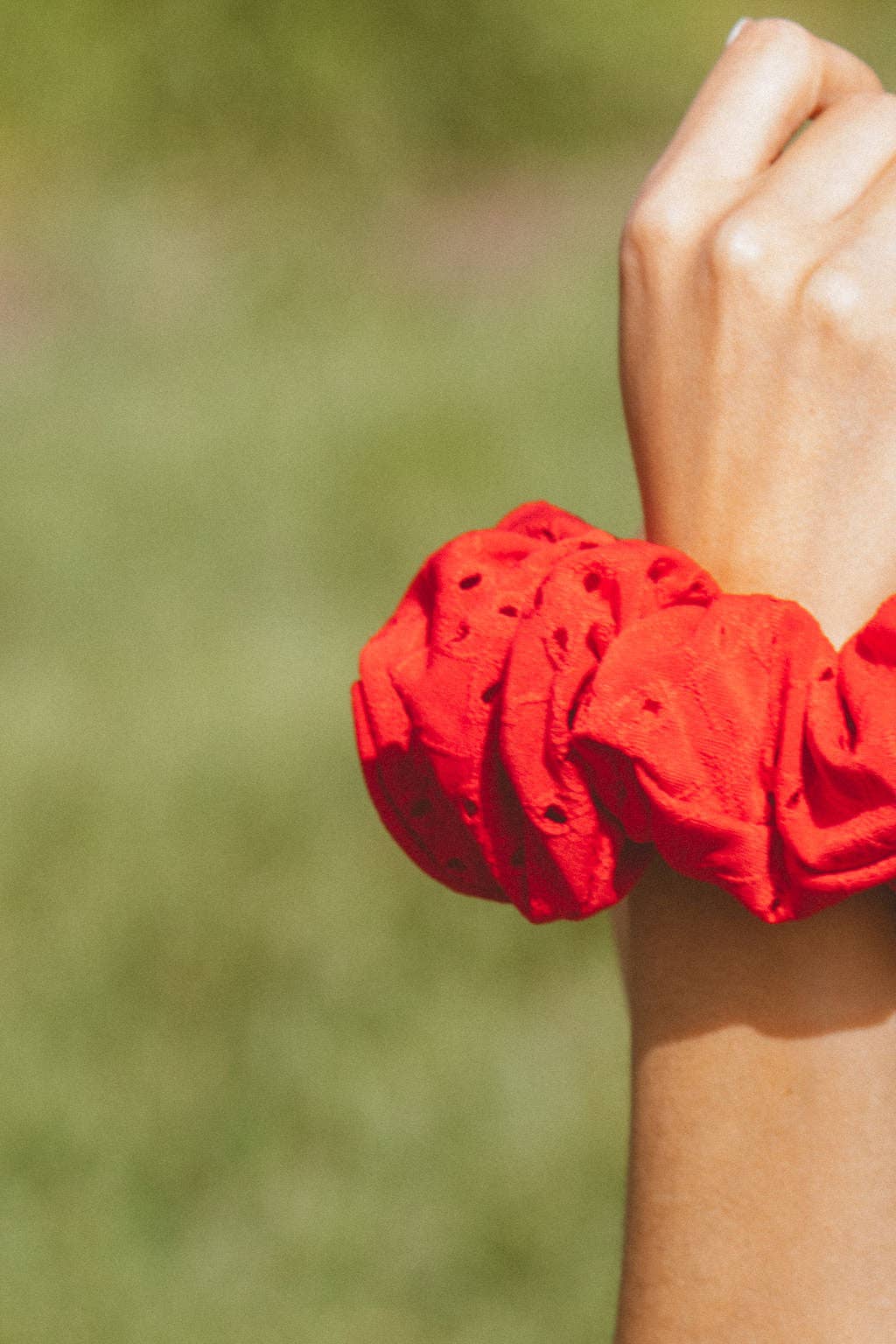 Red Eyelet Jumbo Scrunchie
