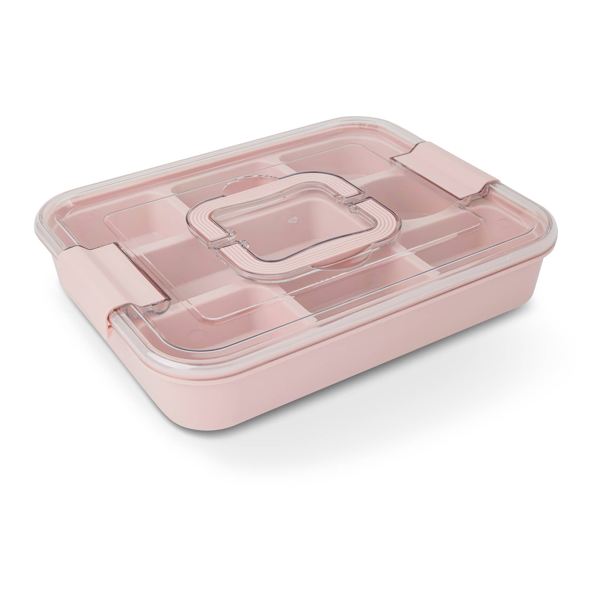 9 Section Snackle w/ Ice Pack & Handle Clip Lid - Pink Salt