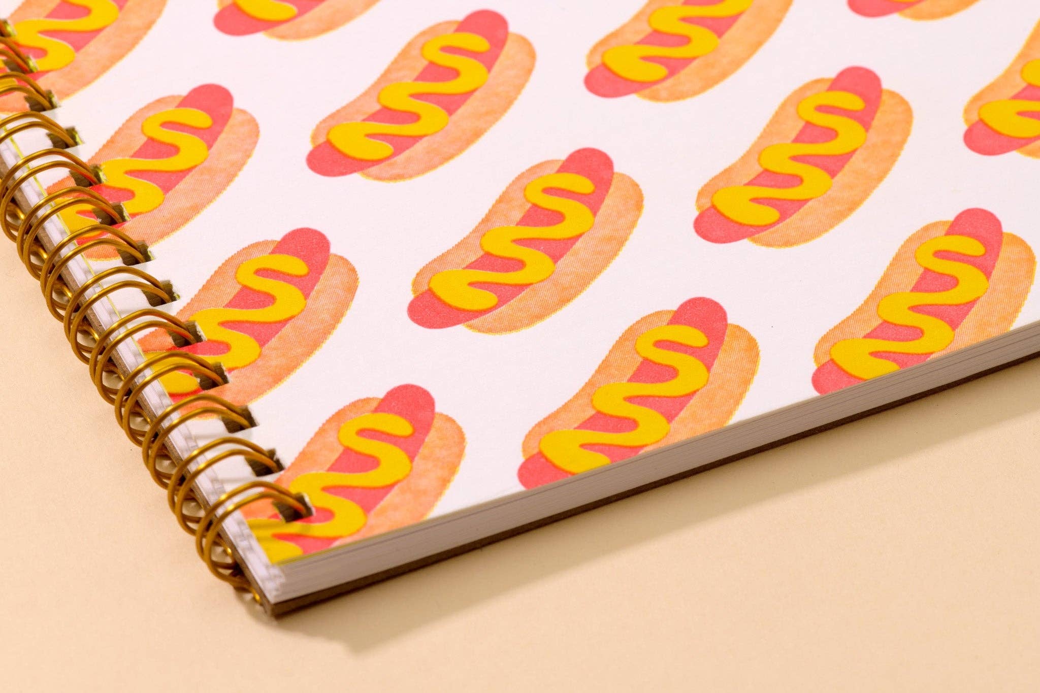 Letterpress A5 Lined Spiral Notebook—Hot Dogs (Summer)