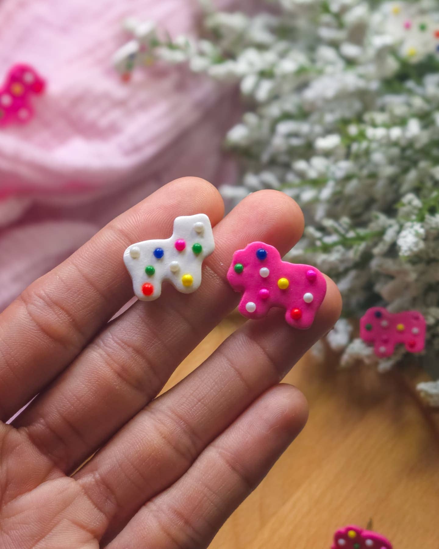 Frosted Animal Cookies | Food | Dessert | Clay Stud Earrings