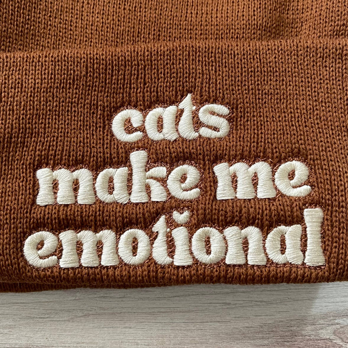 Cats make me emotional knit beanie hat Made in America
