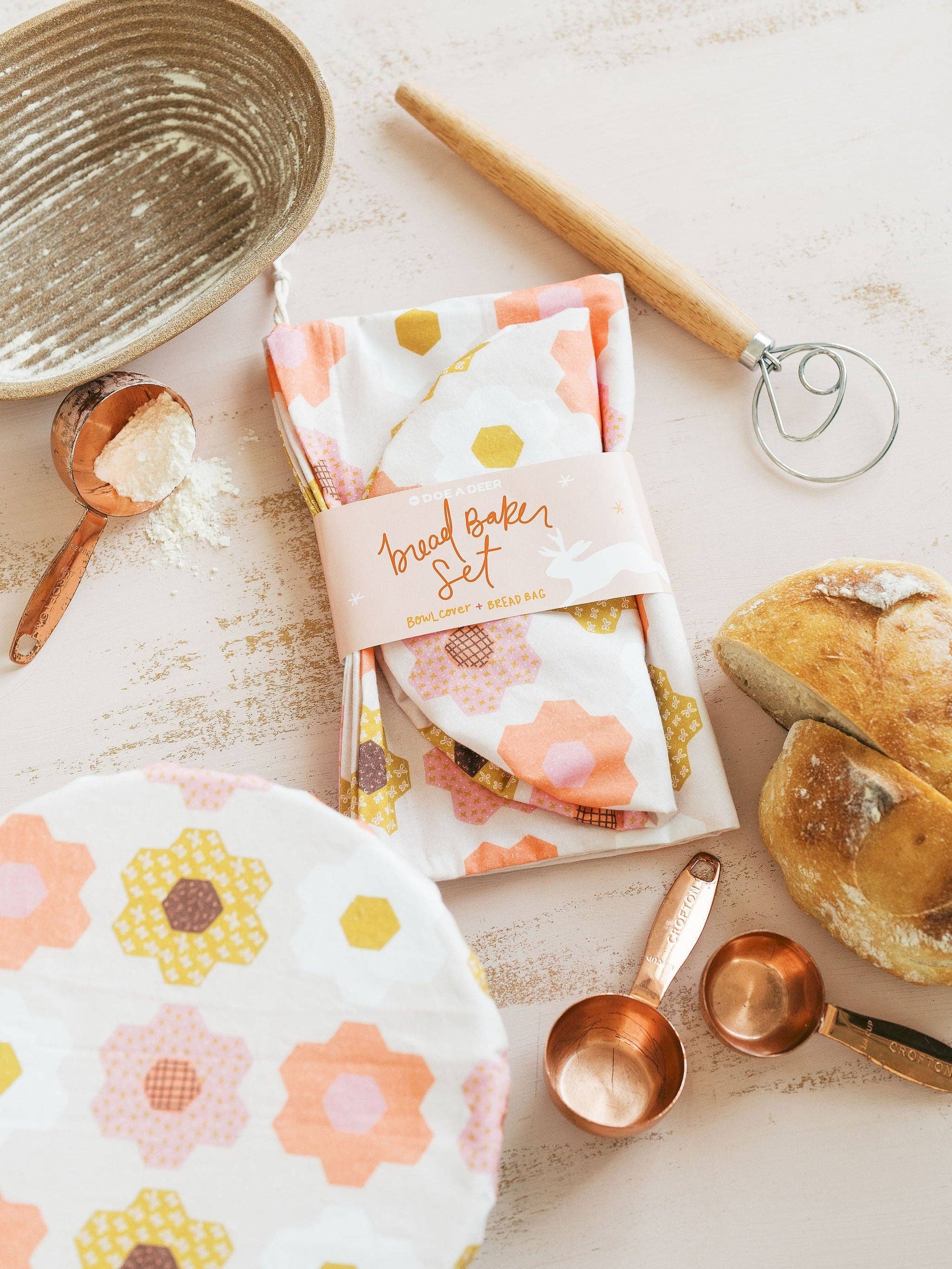 Flower Garden Bread Baker Set | Bread Bag & Bowl Cover
