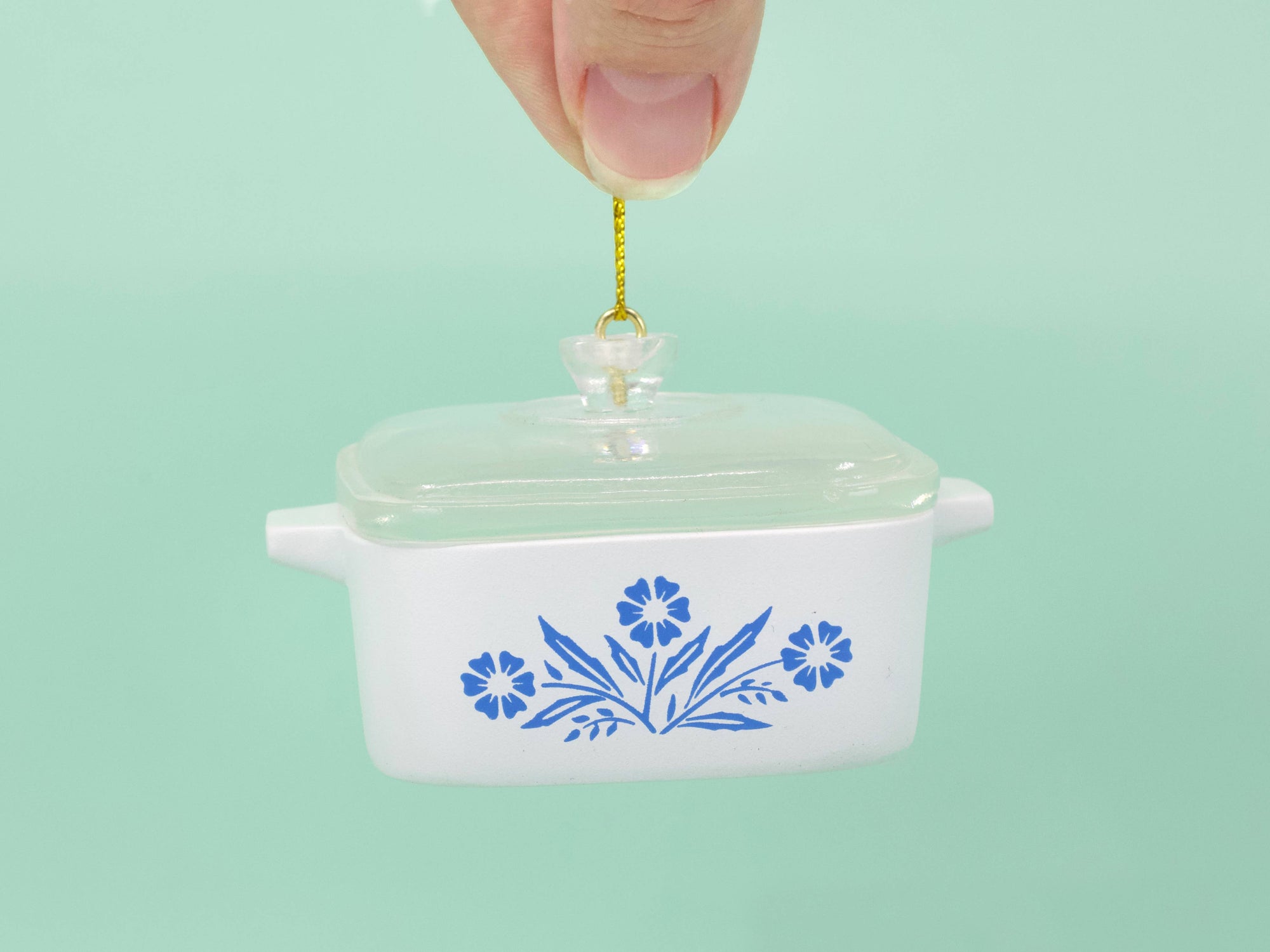 Mini Cornflower Ornament – Corning Ware–Inspired Casserole