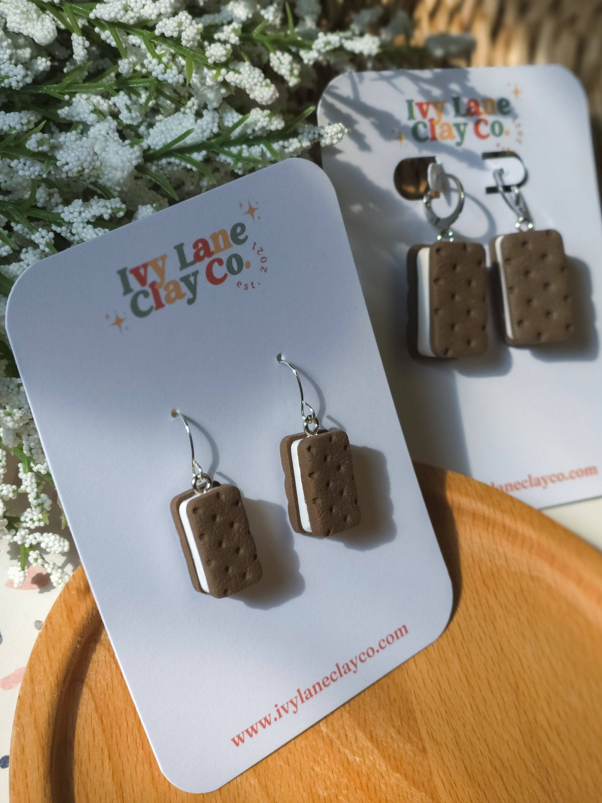 Ice Cream Sandwich | Food | Polymer Clay Earrings