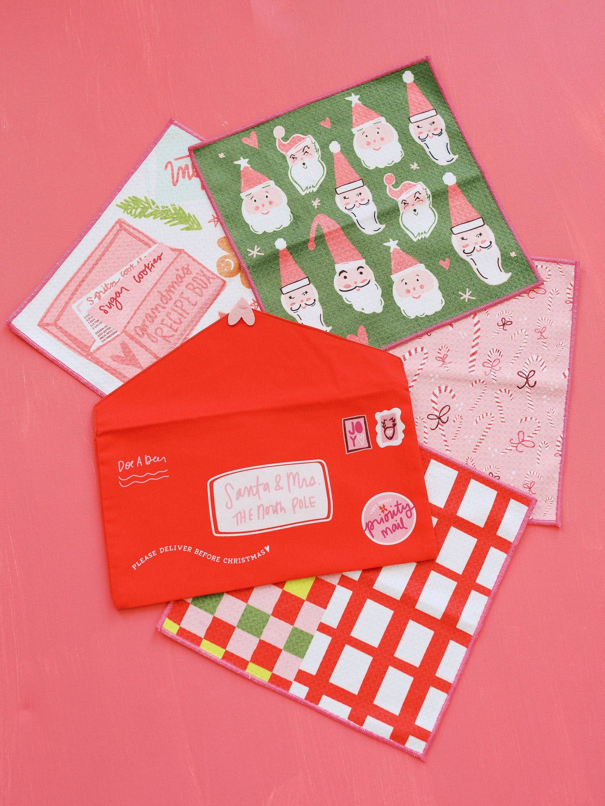 Letters to Santa Waffle Cloths - Set of 4 | Christmas