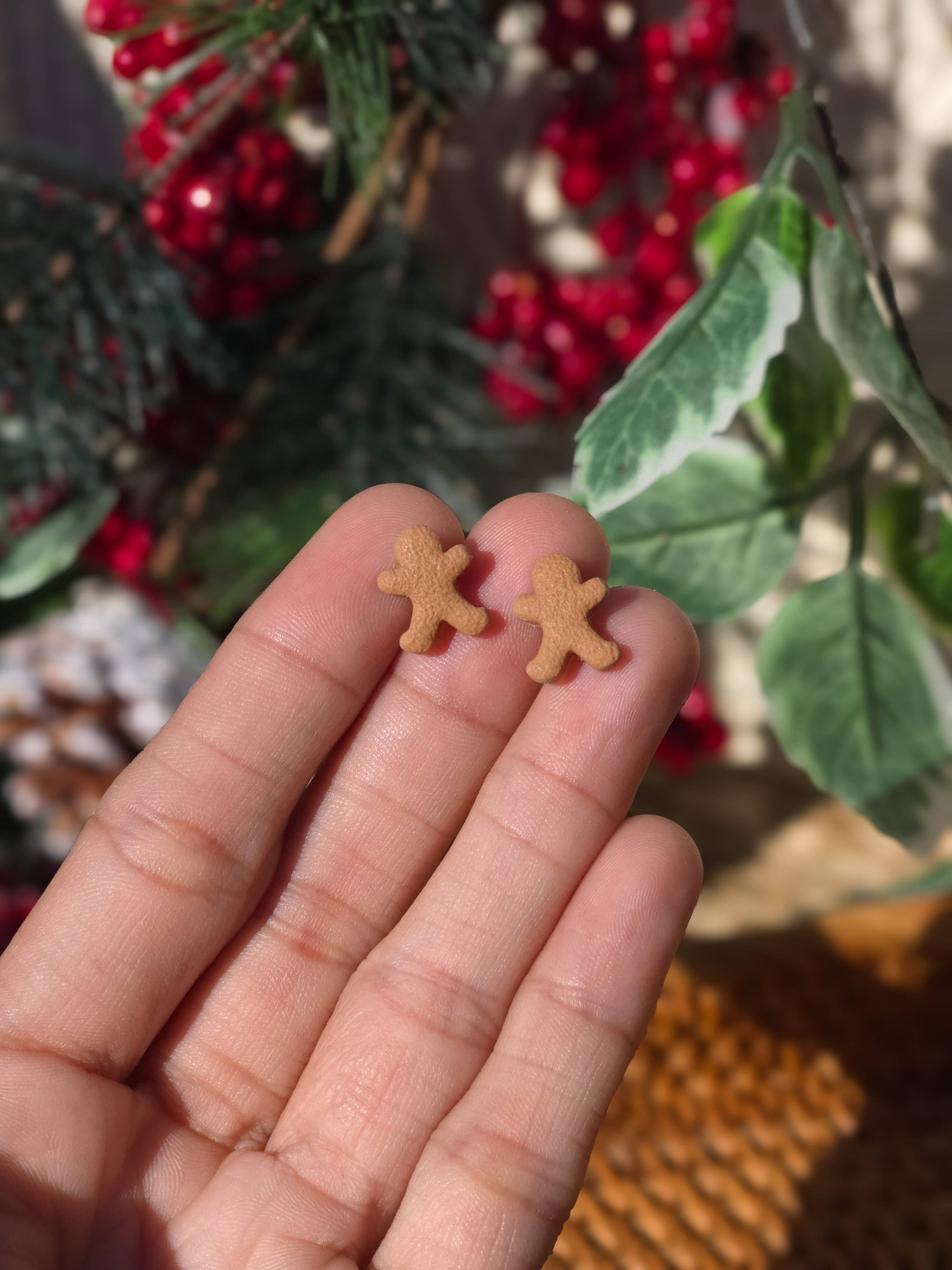 Gingerbread Men | Christmas | Polymer Clay Stud Earrings