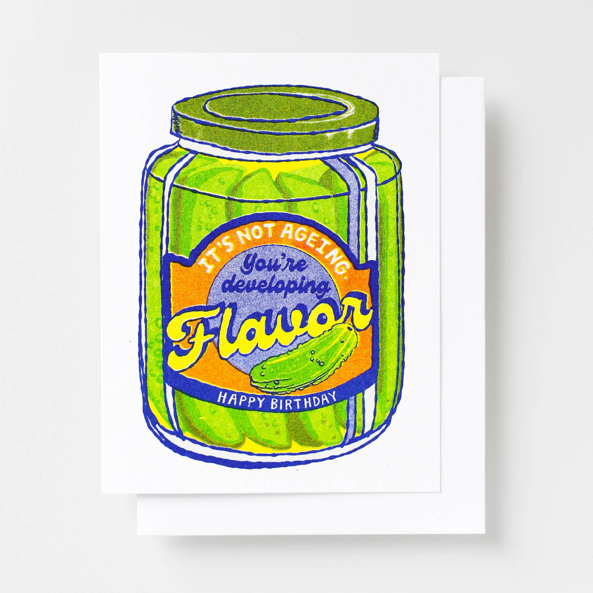 Happy Birthday Pickle Jar Card | Pickle Risograph Card