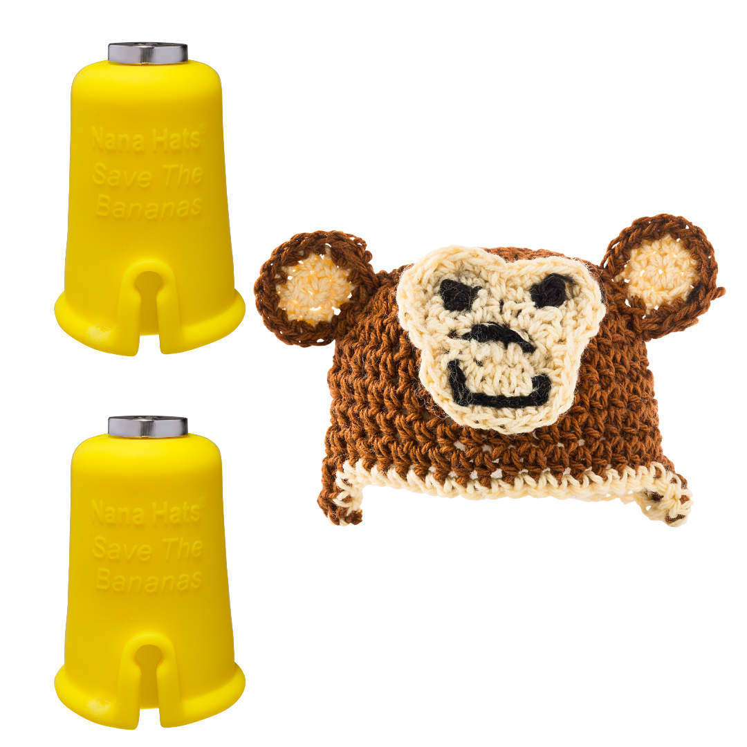 Monkey Nana Hat | Includes 2 Stretchy Silicone Caps with Magnets
