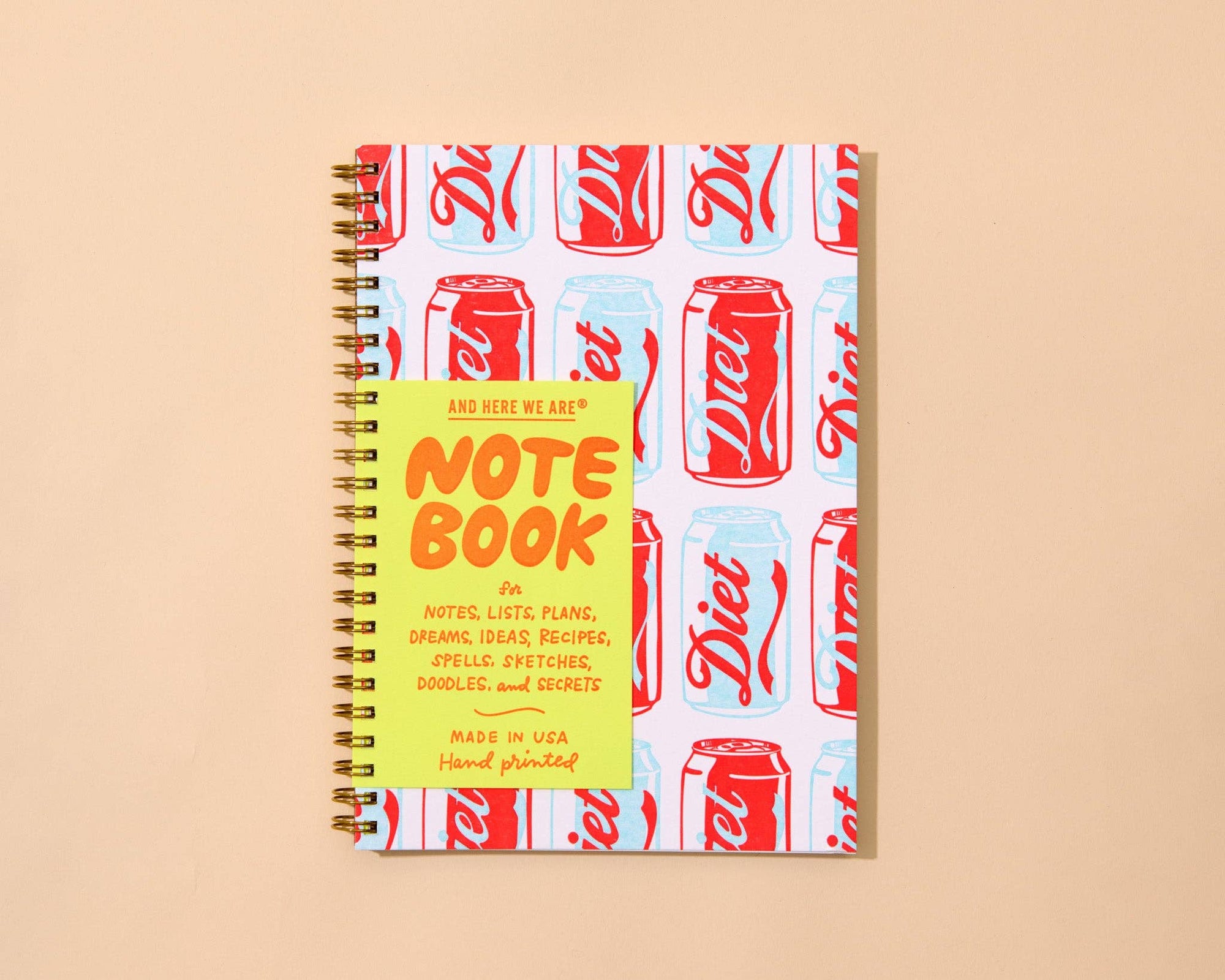 Letterpress A5 Lined Spiral Notebook—Diet Soda (Pop Art)