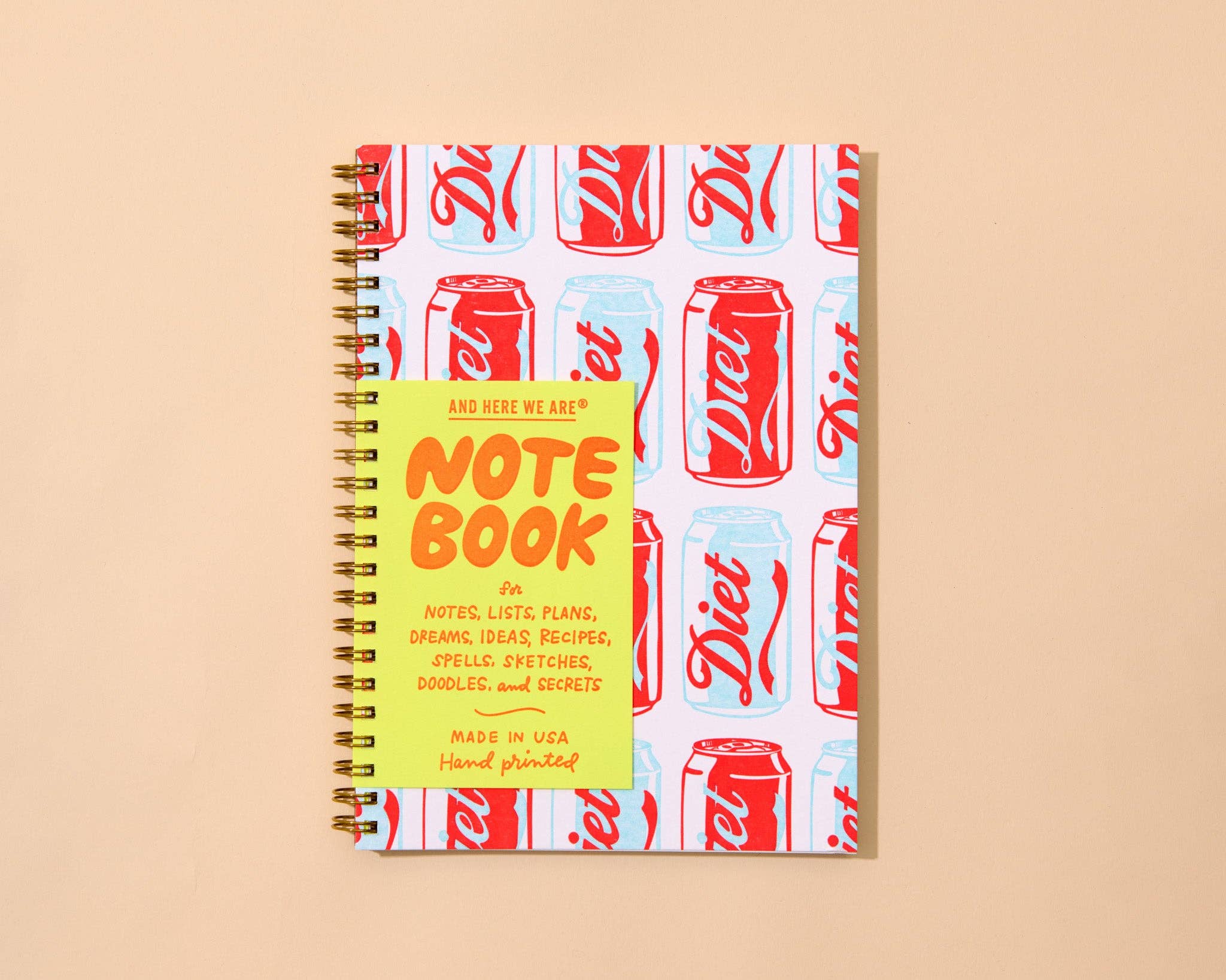 Letterpress A5 Lined Spiral Notebook—Diet Soda (Pop Art)