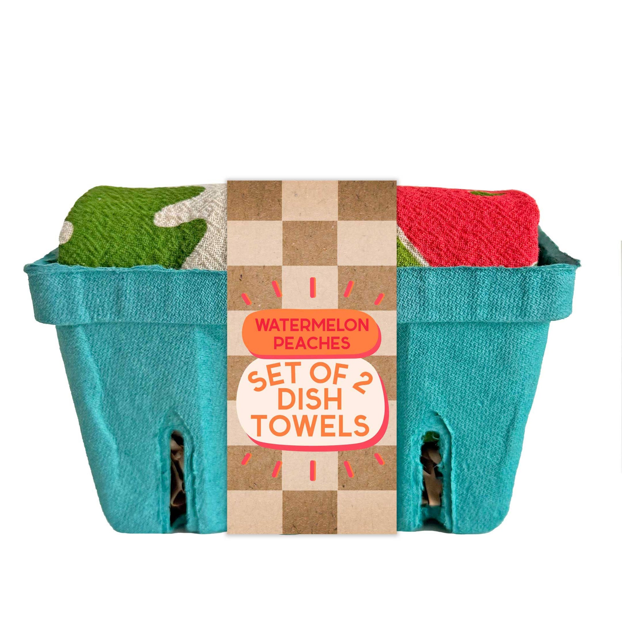 FRUIT STAND (Watermelon, Peach) - Tea Towel Set of 2