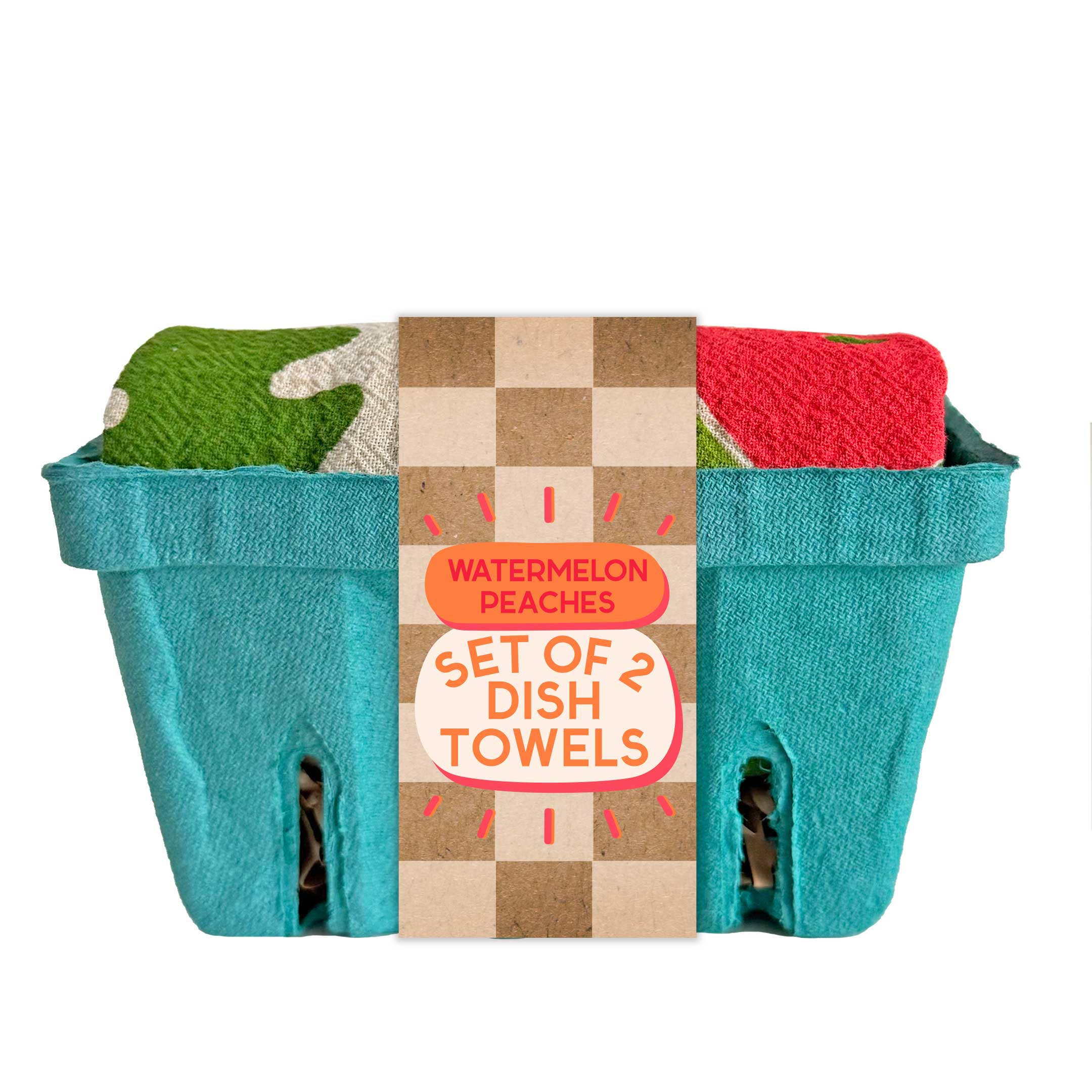 FRUIT STAND (Watermelon, Peach) - Tea Towel Set of 2