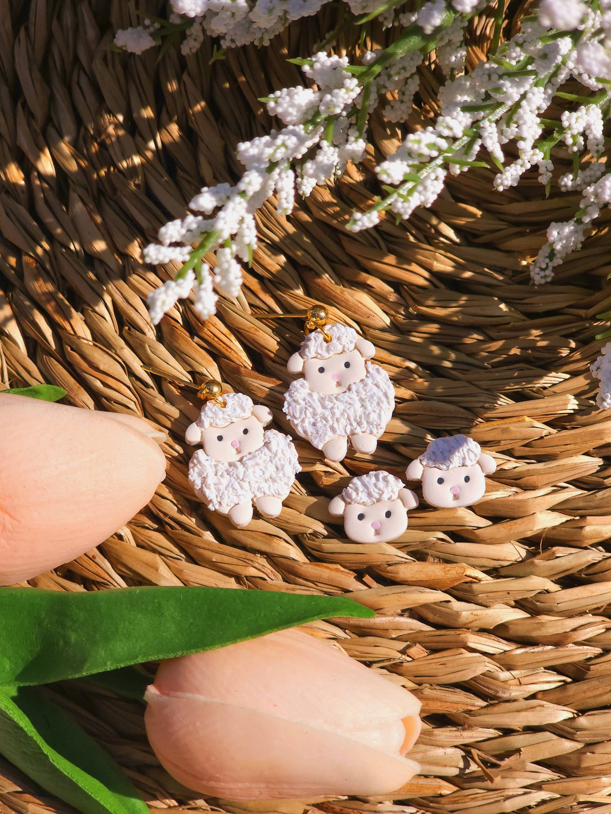 Little Lambs | Sheep | Easter | Polymer Clay Stud Earrings