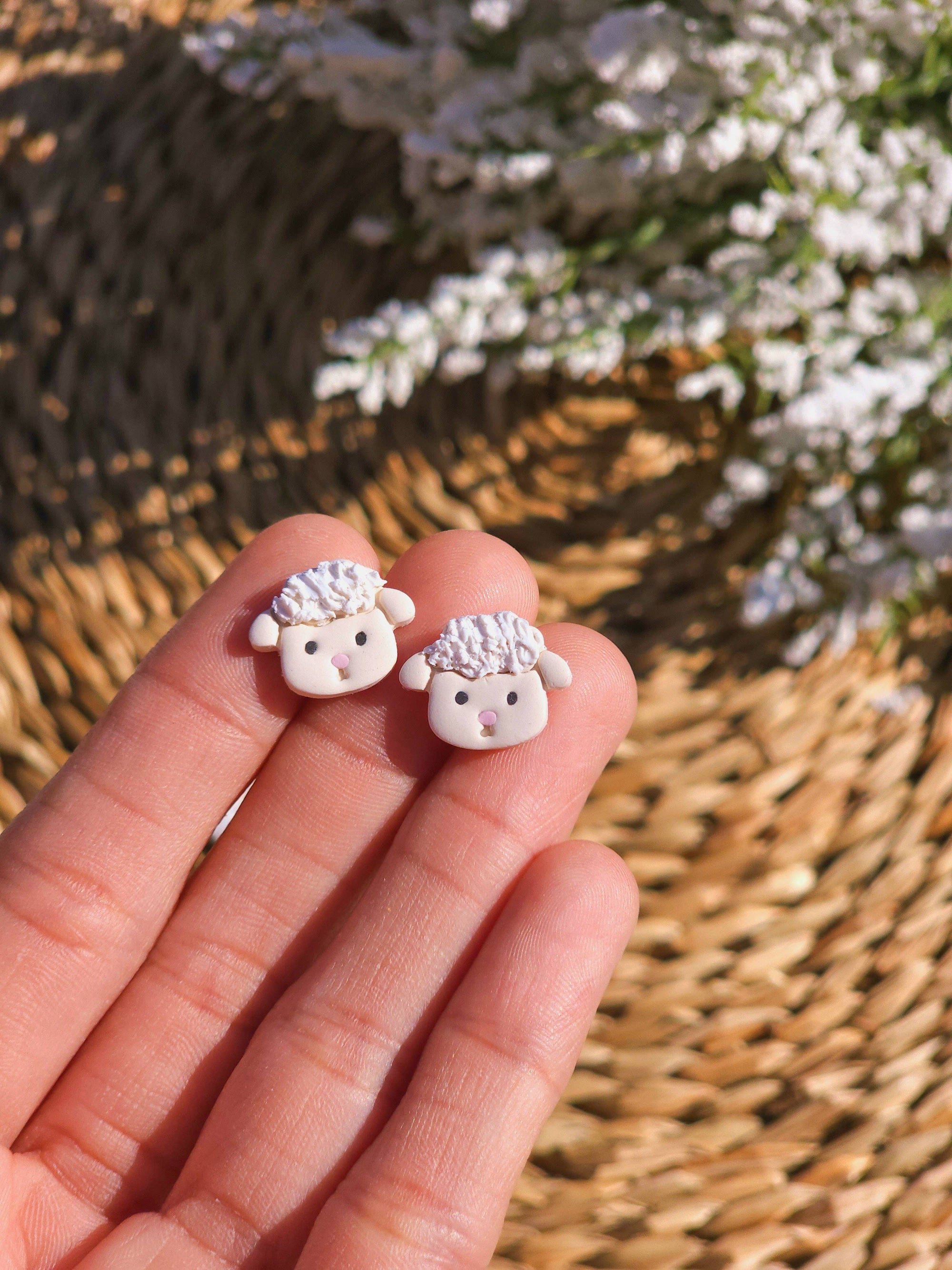 Little Lambs | Sheep | Easter | Polymer Clay Stud Earrings
