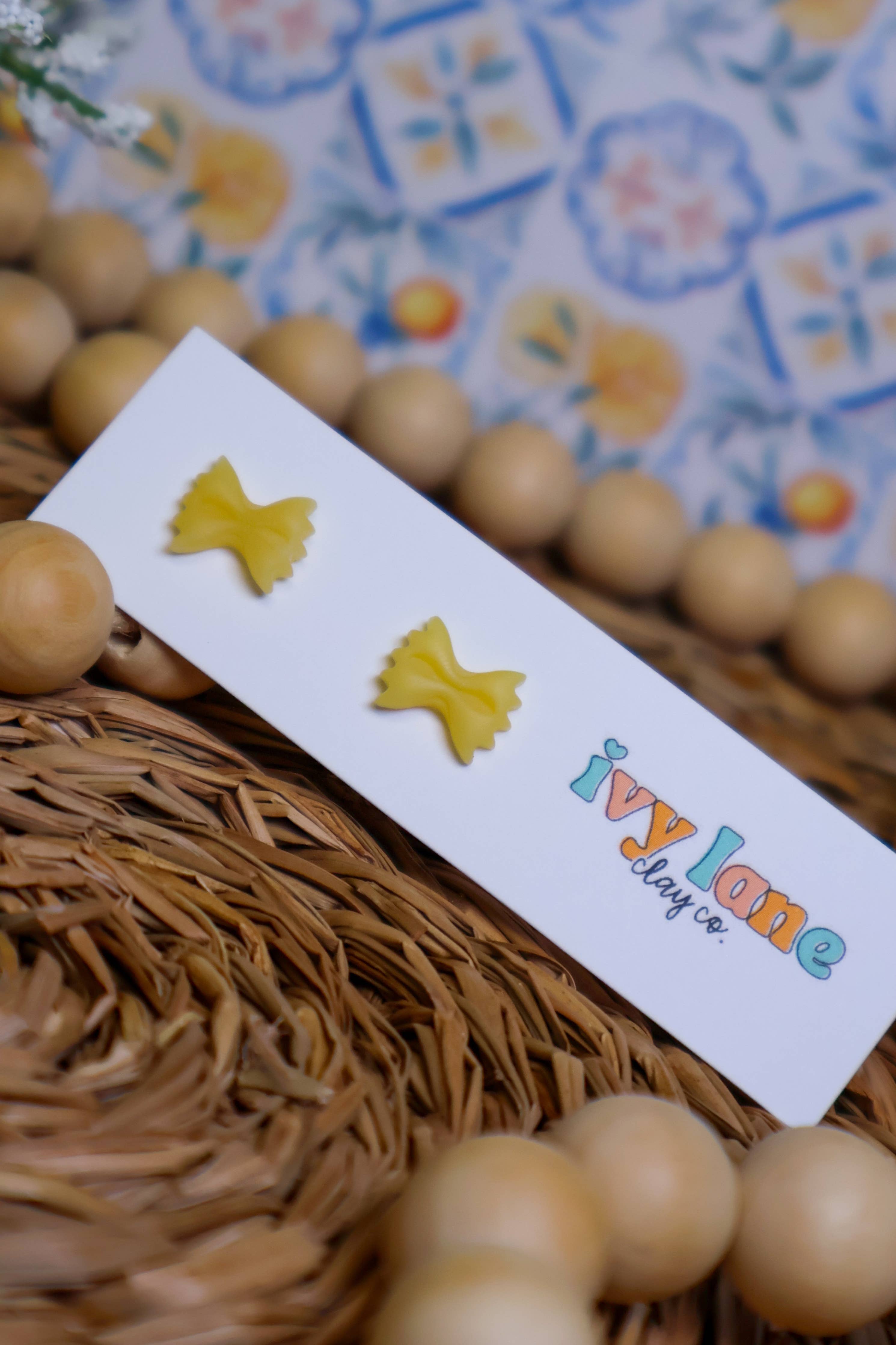 Farfalle Bow Tie Pasta Studs | Mini Food | Polymer Clay